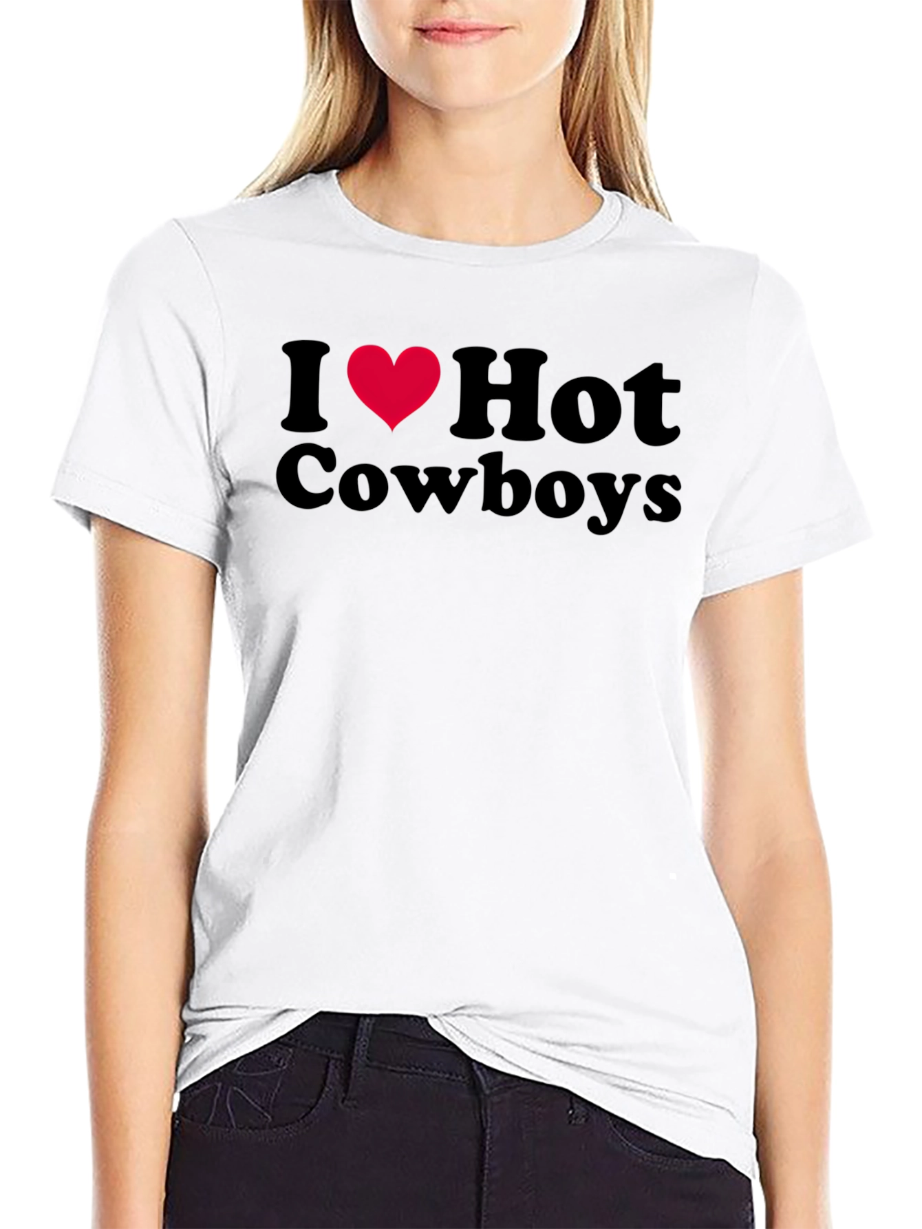 Black I Heart Hot Cowboys Graphic T-Shirt view 9