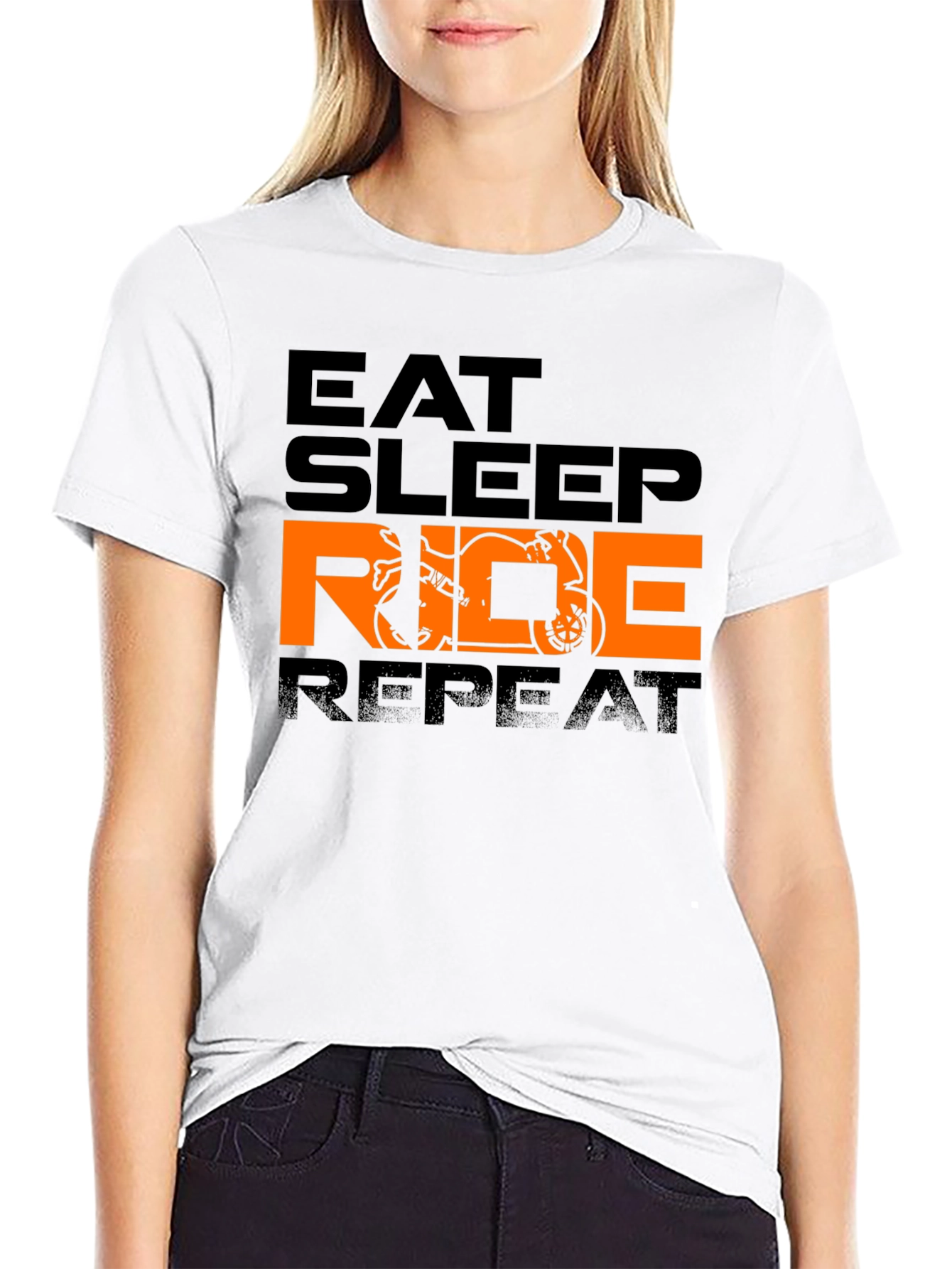 Black Eat Sleep Ride Repeat Graphic Tee view 9