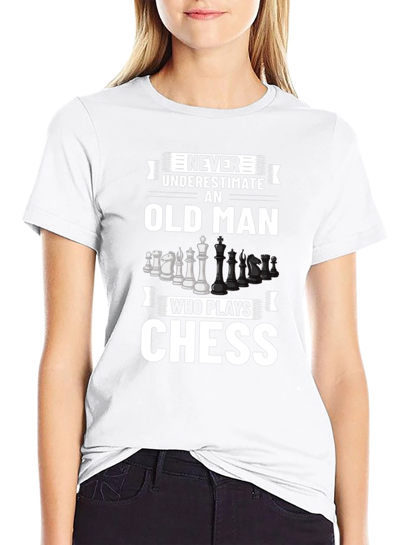 Black Never Underestimate Chess Old Man T-Shirt view 9