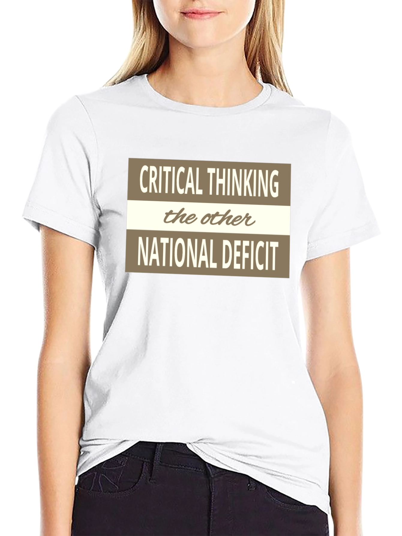 Black Critical Thinking National Deficit Graphic Tee view 9