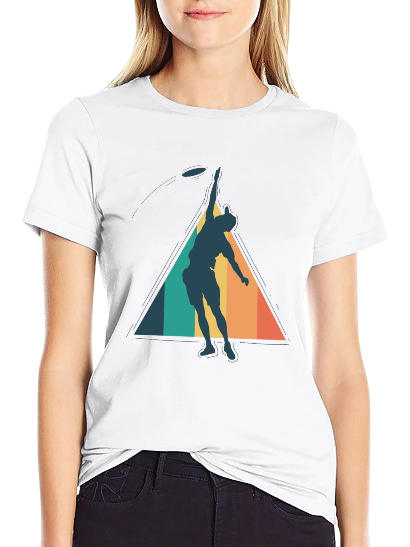 Black Retro Ultimate Frisbee Player Graphic Tee view 9