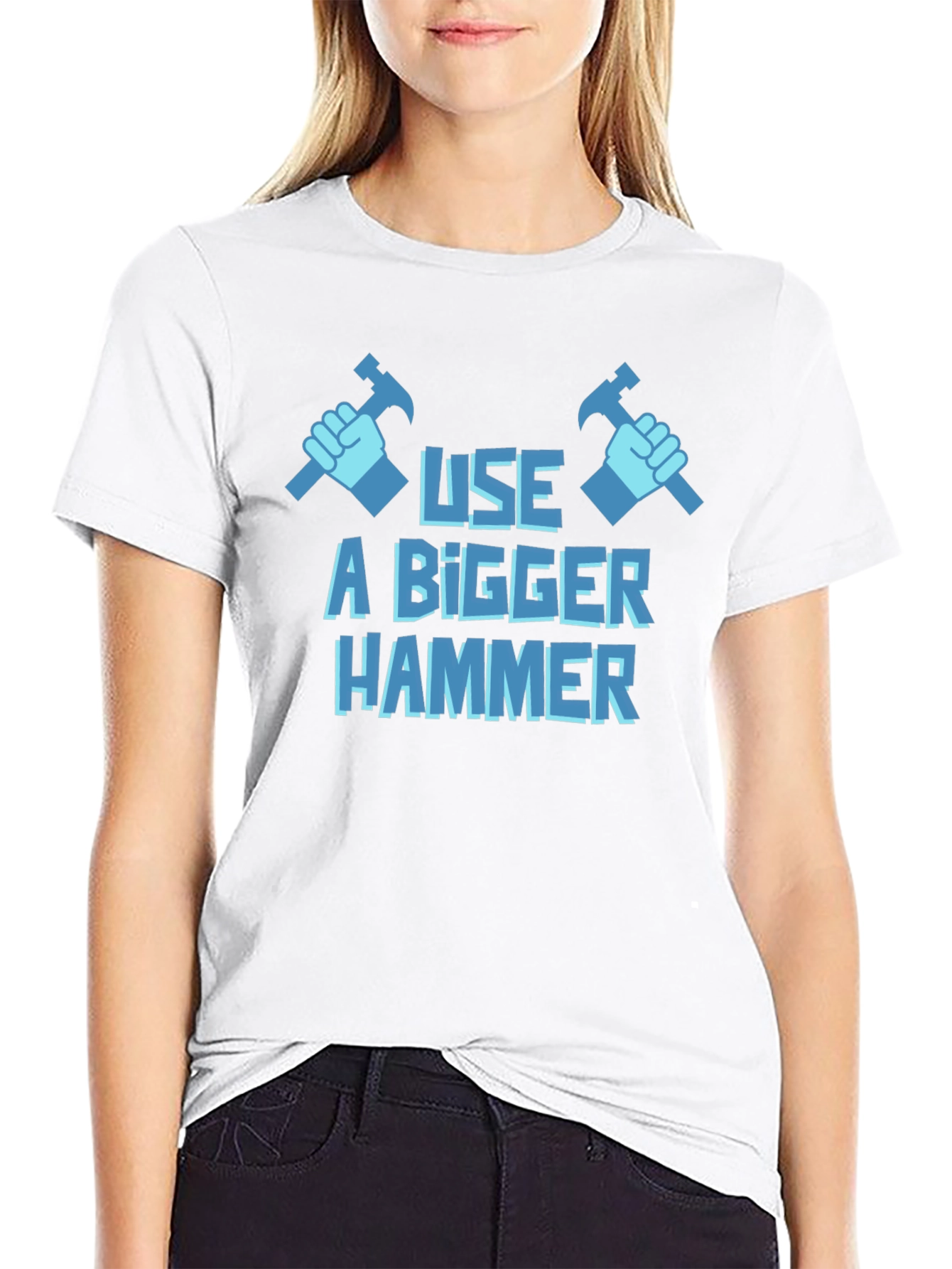 Black Use A Bigger Hammer T-Shirt - Novelty Construction Tee view 9
