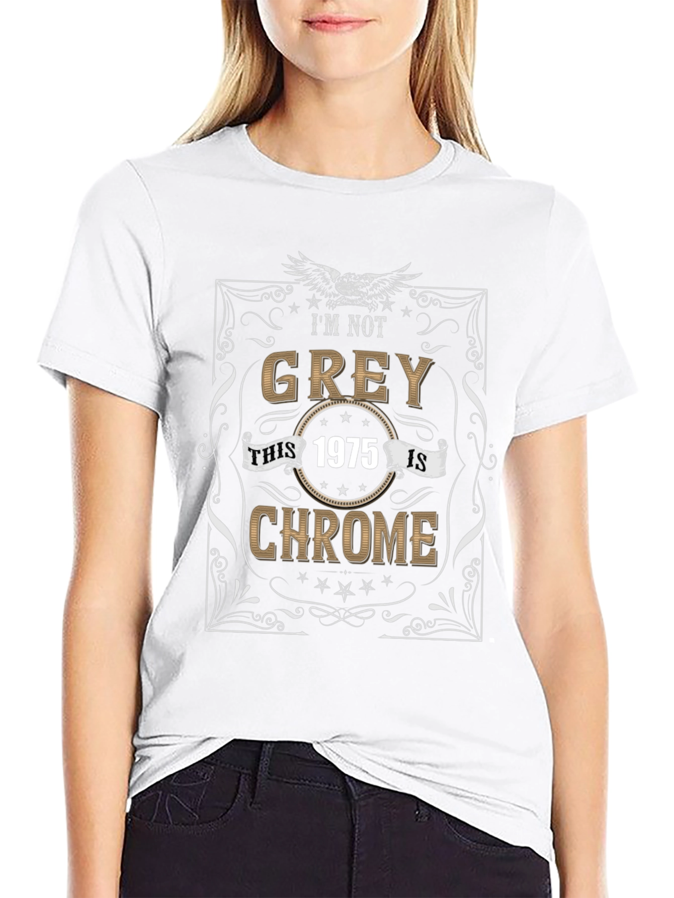Black I'm Not Grey, 1975 Chrome T-Shirt view 9