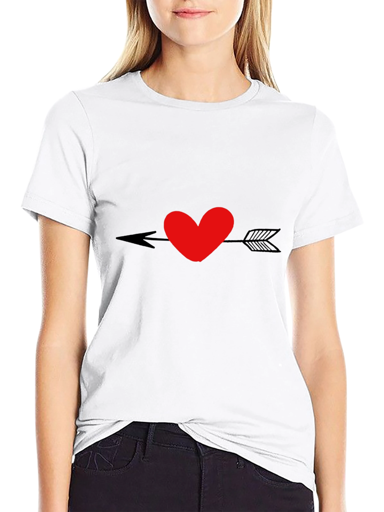 Black Heart Arrow Graphic Black T-Shirt view 9