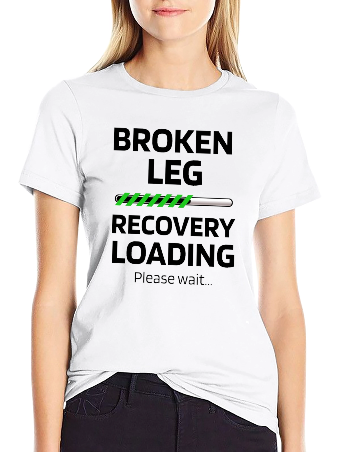Black Broken Leg Recovery Loading T-Shirt view 9