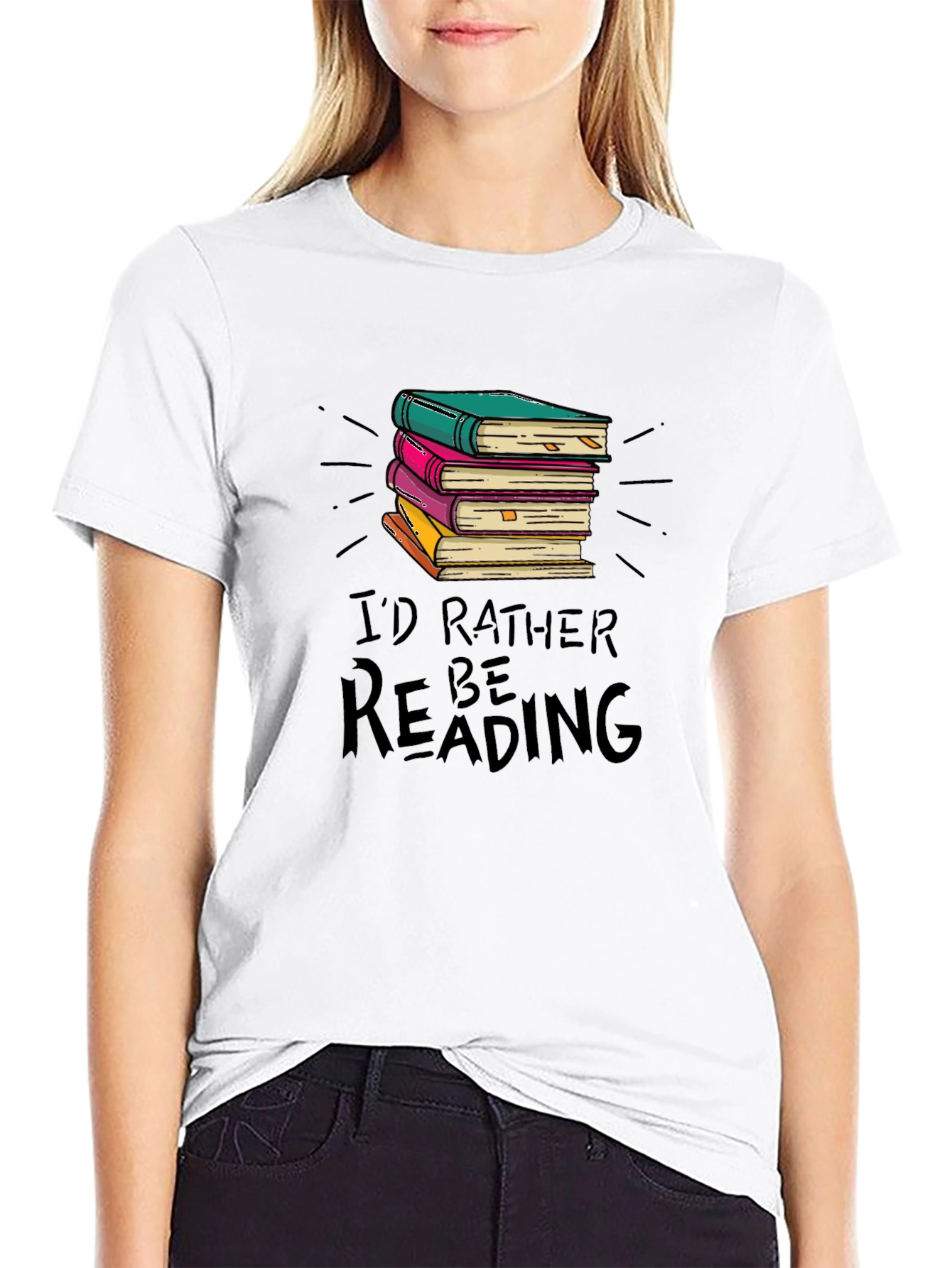 Black Book Lover Tee: I'd Rather Be Reading T-Shirt view 9