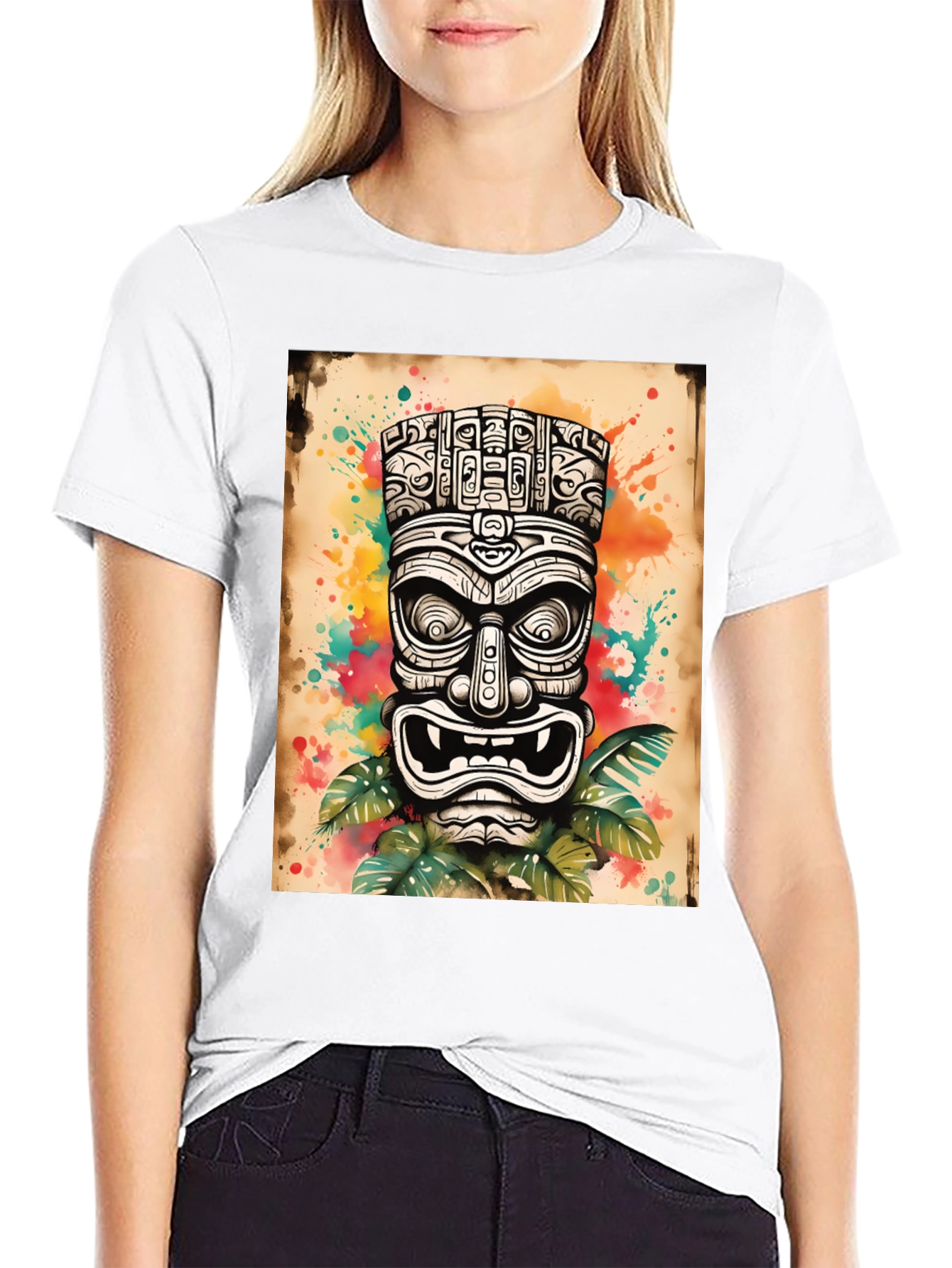 Black Tiki Art Graphic Tee - Men's Black T-Shirt view 9