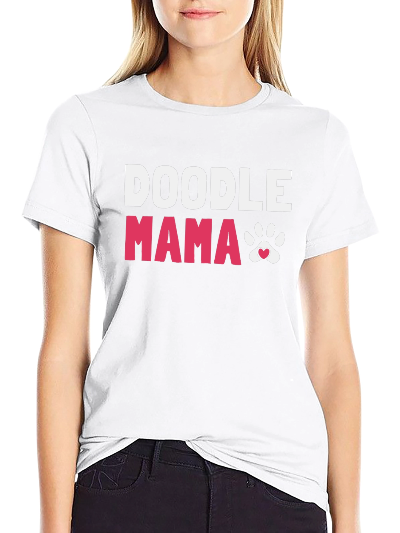 Black Doodle Mama Paw Print T-Shirt view 9