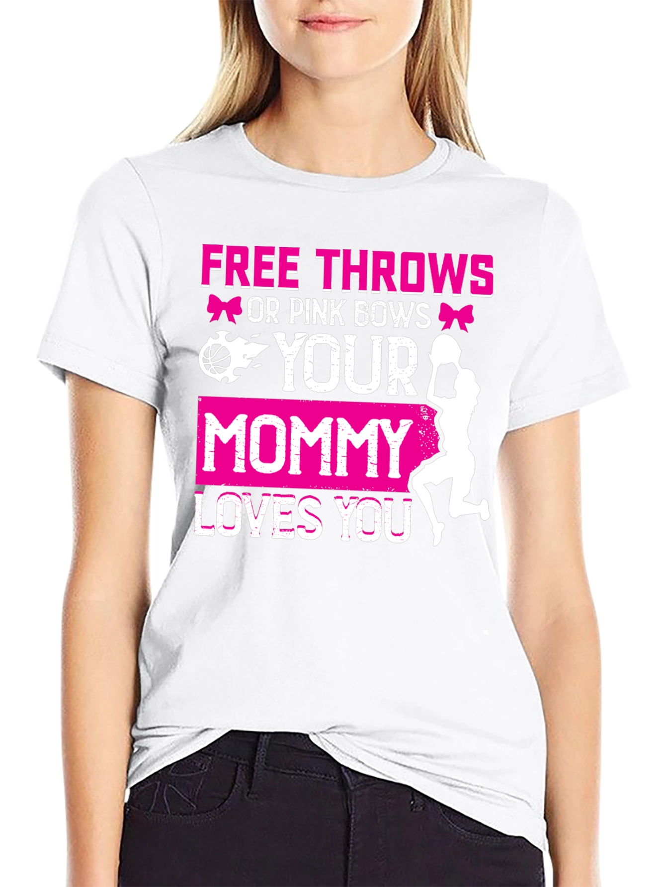 Black Free Throws or Pink Bows T-Shirt view 9