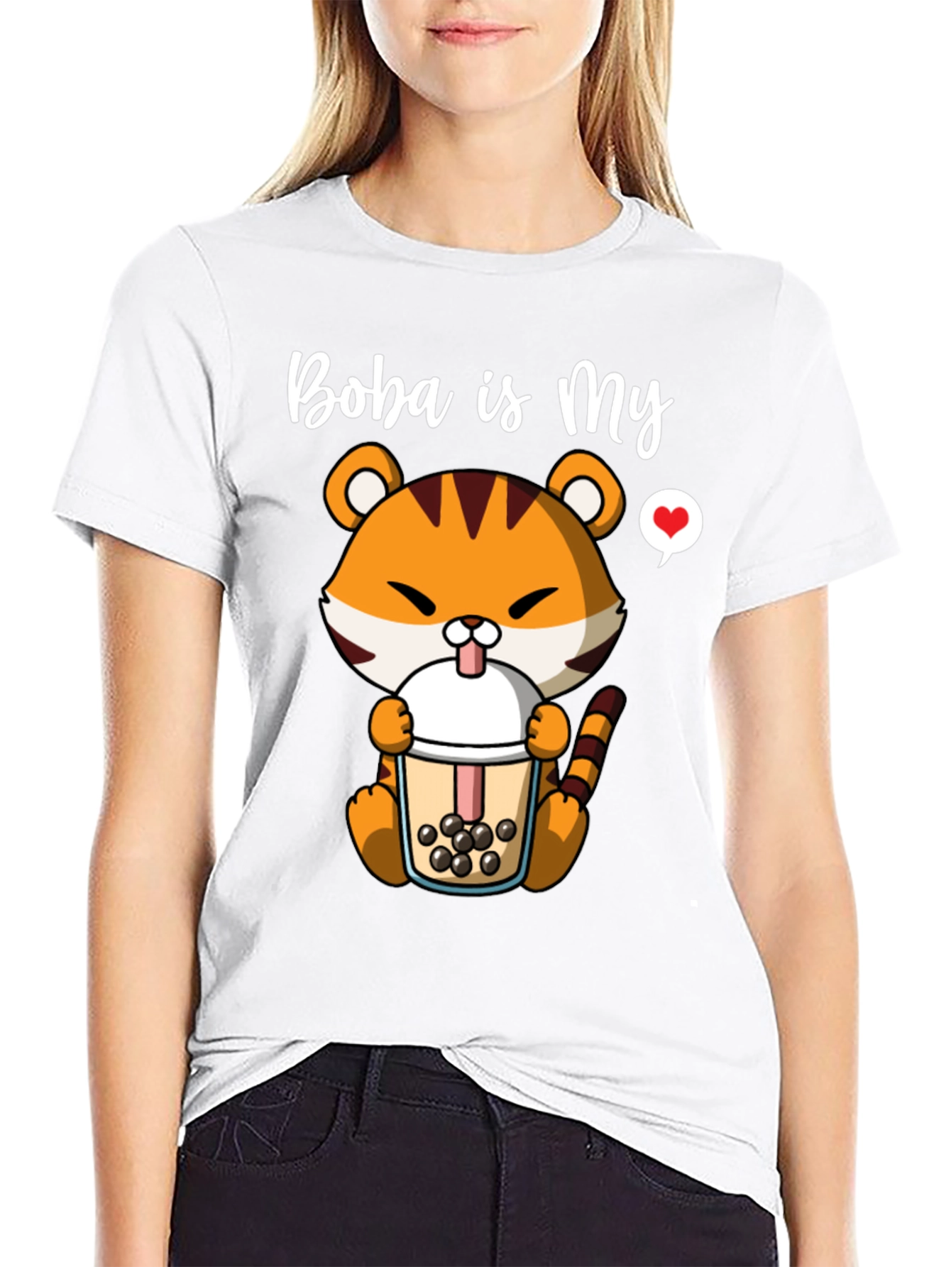 Black Boba is My Love T-Shirt - Cute Tiger Boba Tea Design view 9