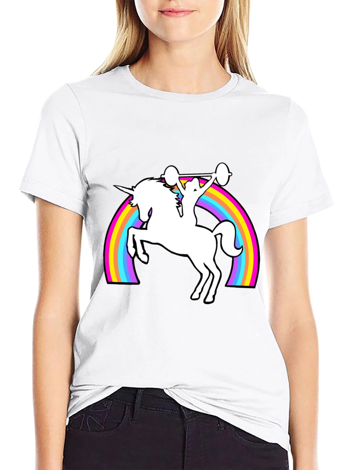 Black Unicorn Weightlifting Rainbow T-Shirt view 9