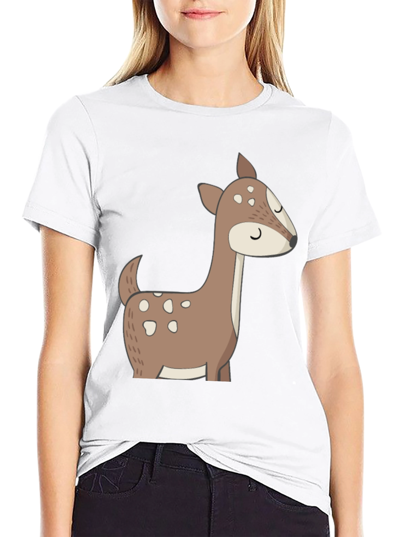 Black Cute Deer Graphic Tee - Black T-Shirt view 9