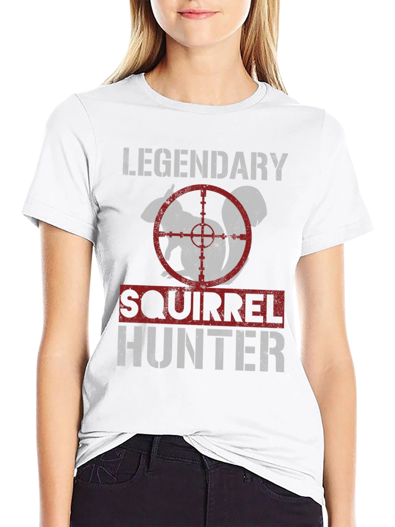 Black Legendary Squirrel Hunter T-Shirt - Funny Hunting Tee view 9