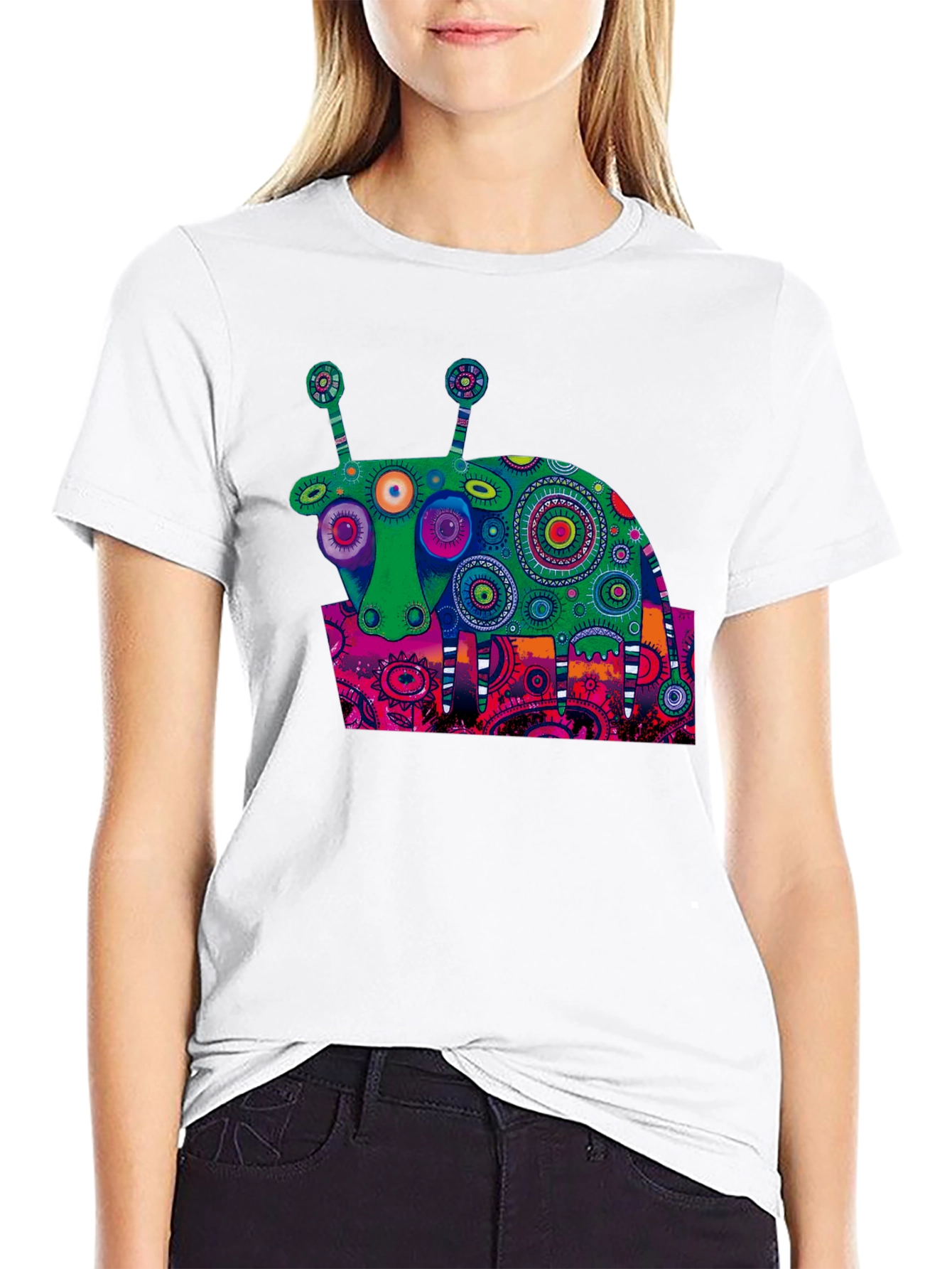 Black Abstract Art Cow T-Shirt - Unique Graphic Tee view 9