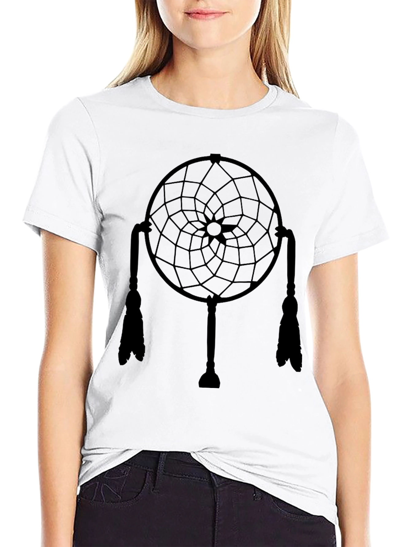 Black Dreamcatcher Graphic Tee - Unisex Black T-Shirt view 9