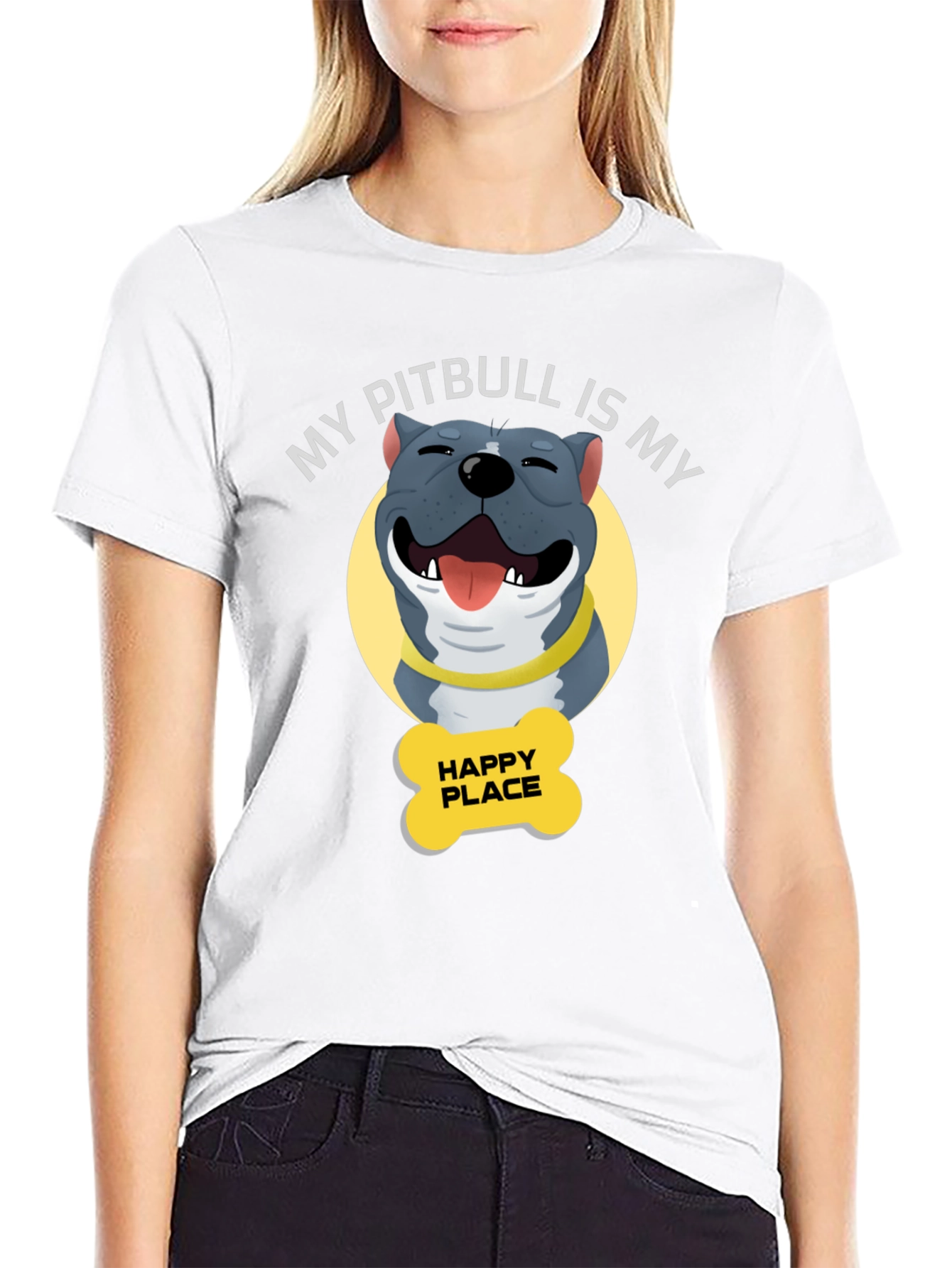 Black My Pitbull is My Happy Place T-Shirt view 9