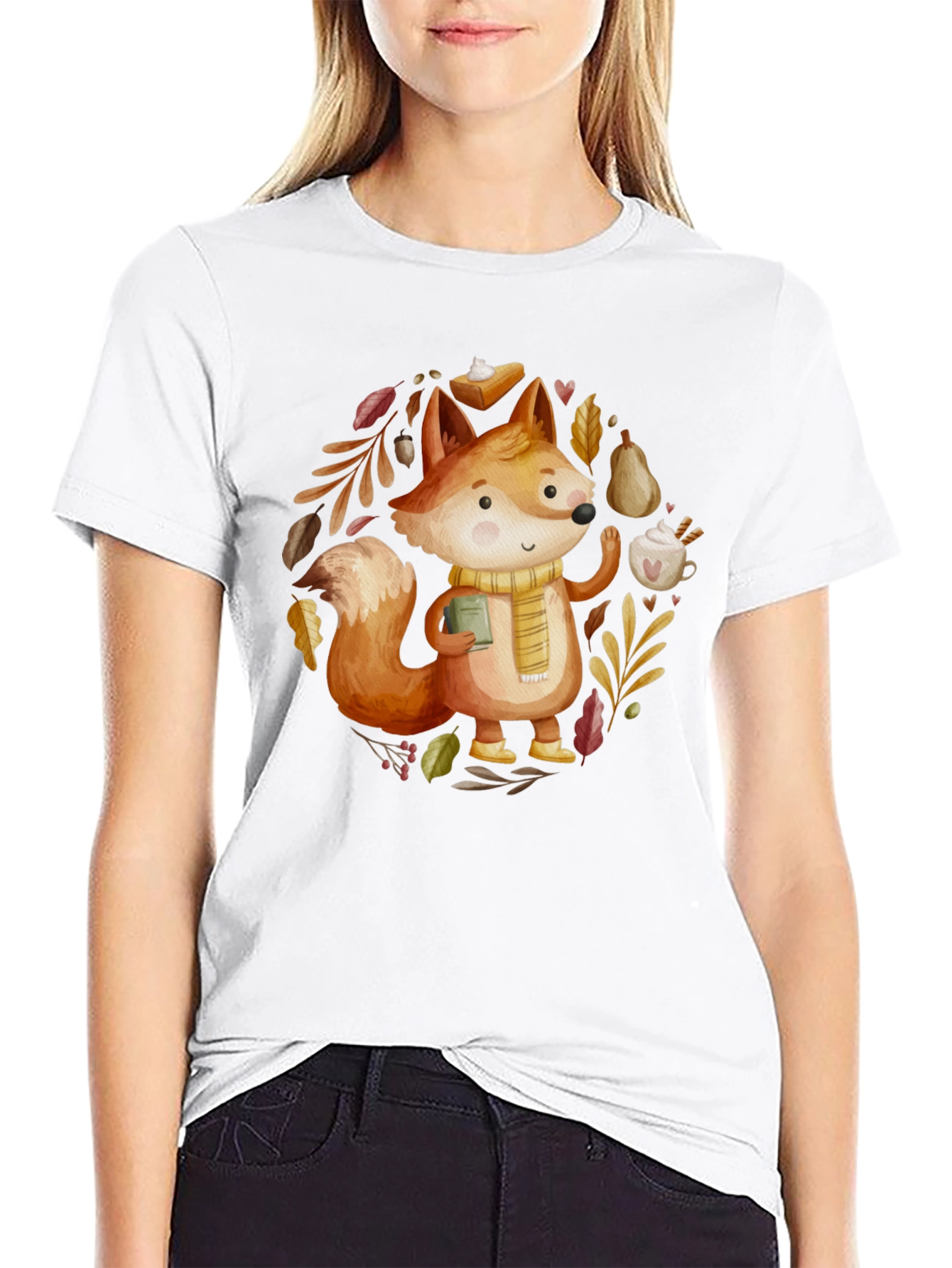 Black Autumn Fox T-Shirt: Cozy Fall Vibes view 9