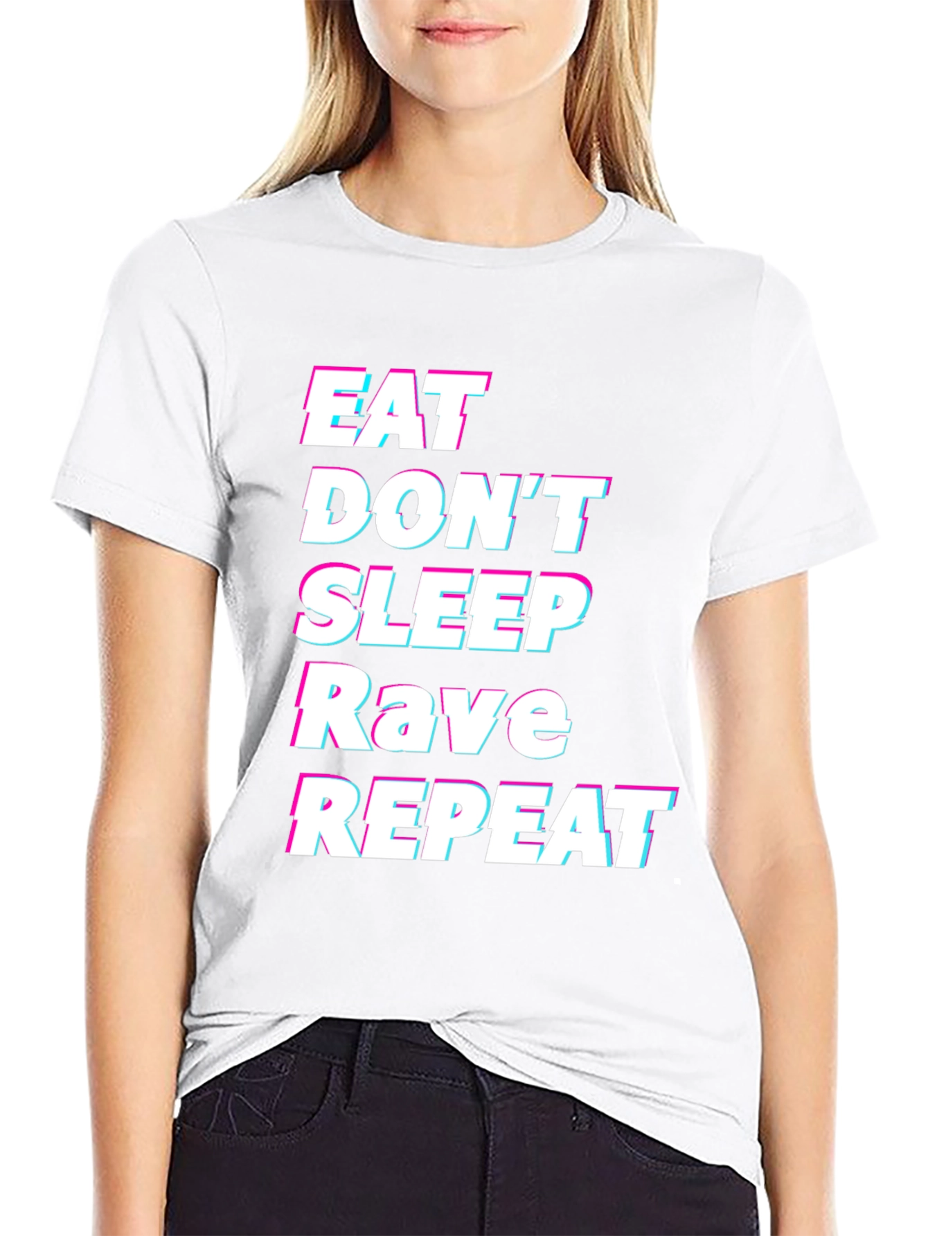 Black Eat Sleep Rave Repeat Graphic Tee view 9