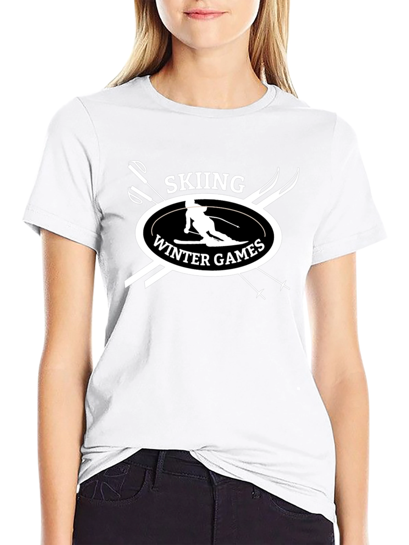 Black Skiing Winter Games Black T-Shirt view 9