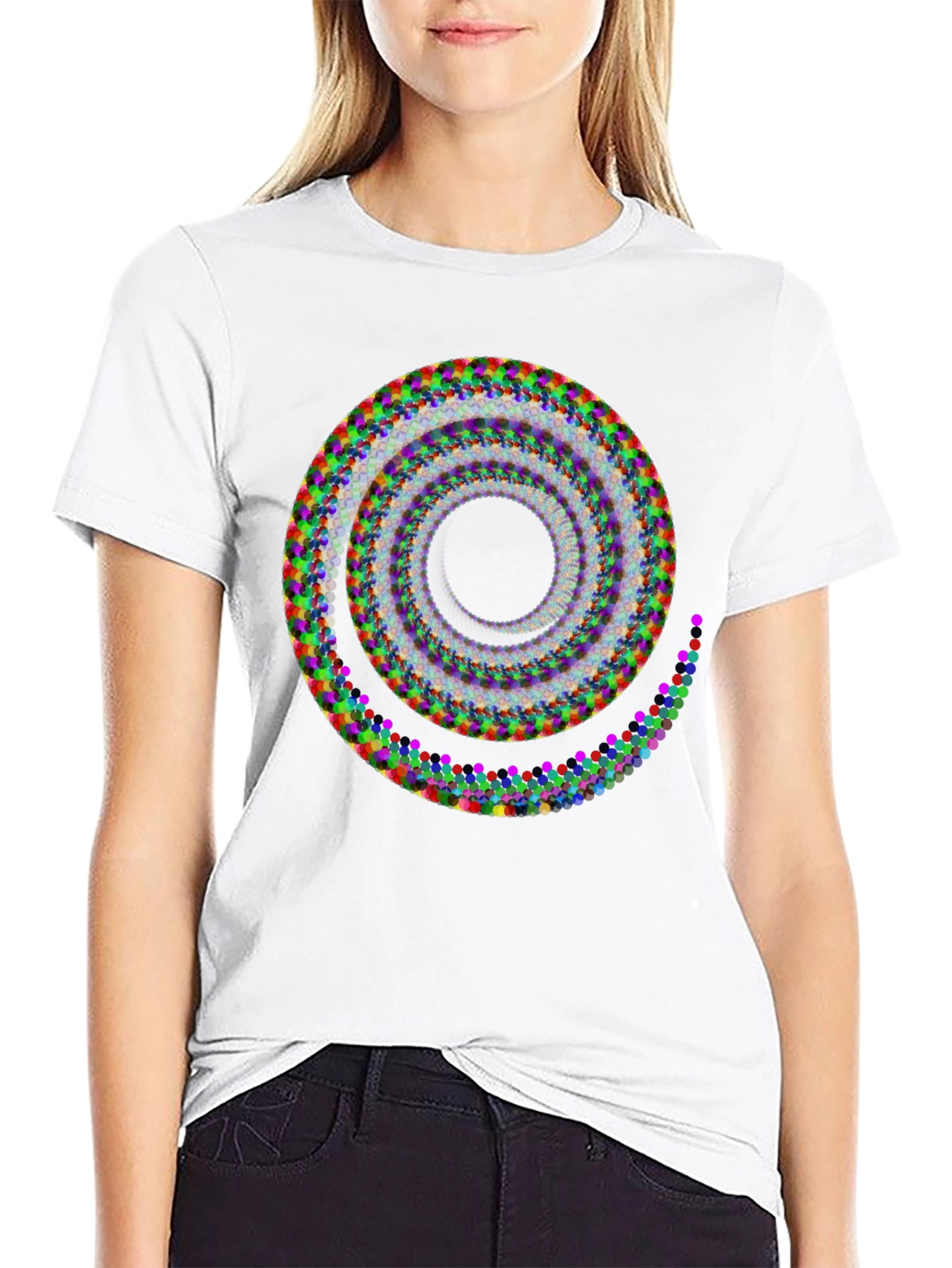 Black Abstract Spiral Graphic T-Shirt - Modern Art Design view 9