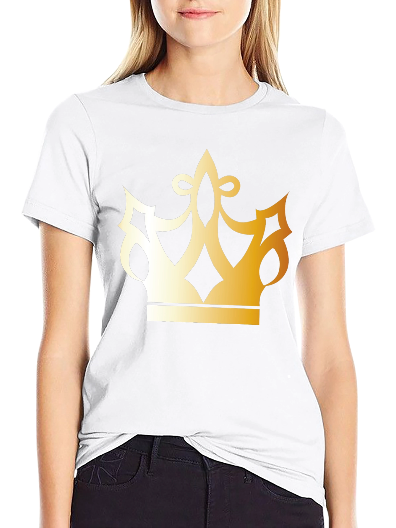 Black Golden Crown Graphic Black T-Shirt view 9