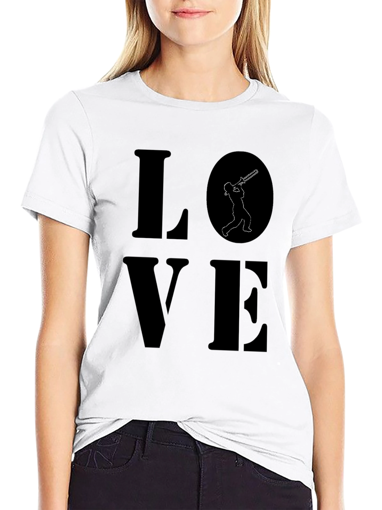 Black LOVE Trombone T-Shirt, Music Tee view 9