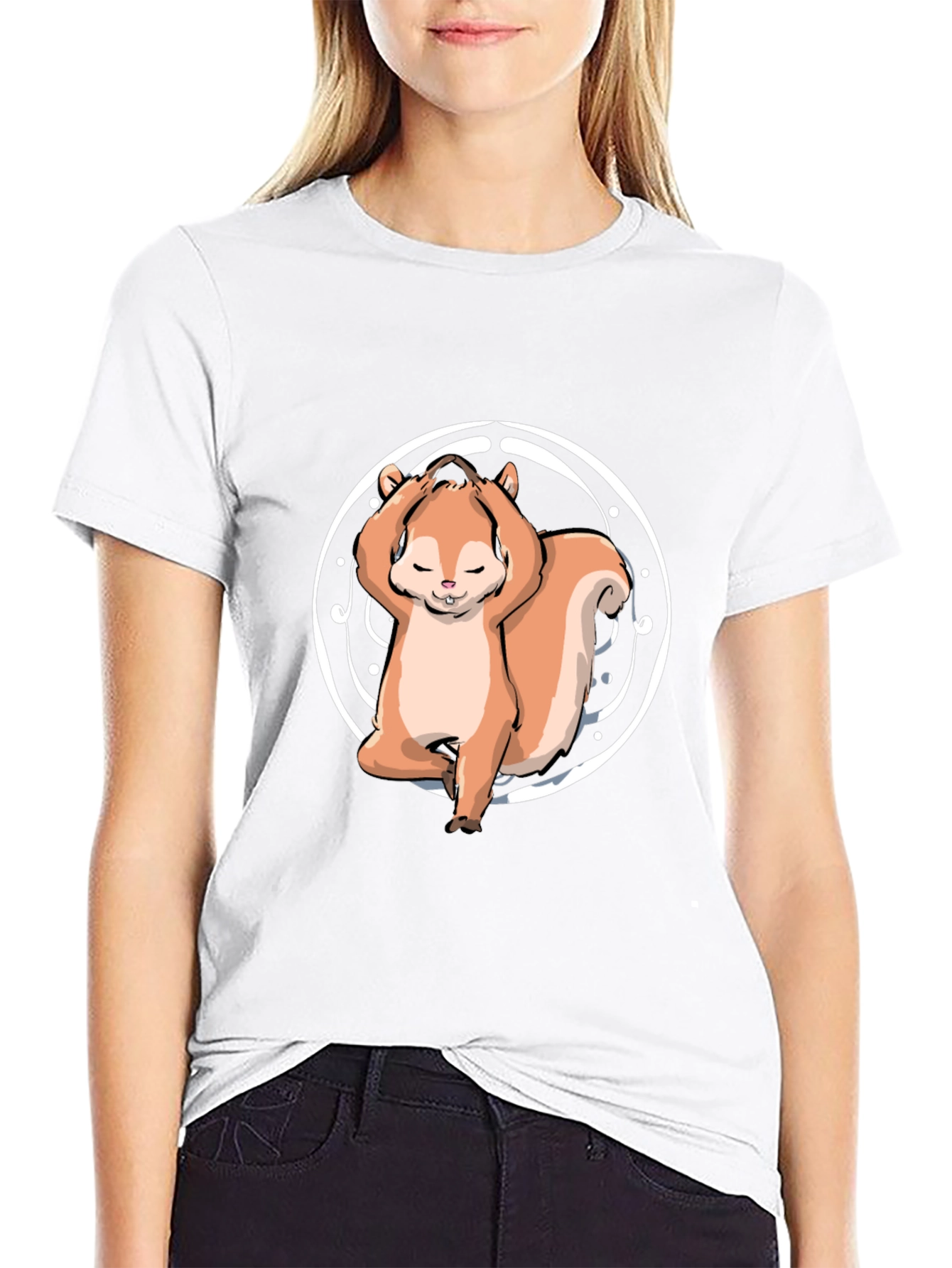Black Yoga Squirrel Tee - Zen and Funny view 9