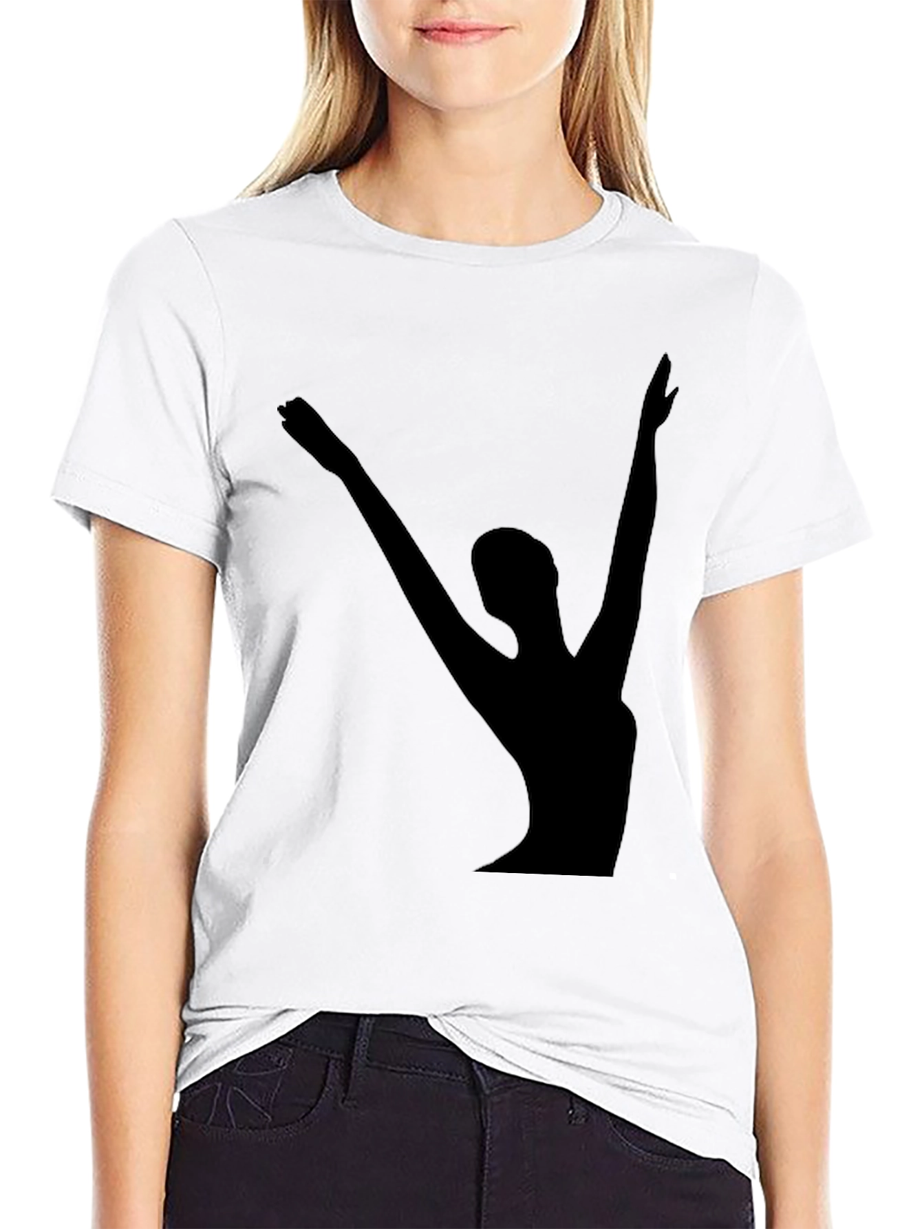 Black Silhouette Dancer Graphic Tee - Classic Black Cotton T-Shirt view 9