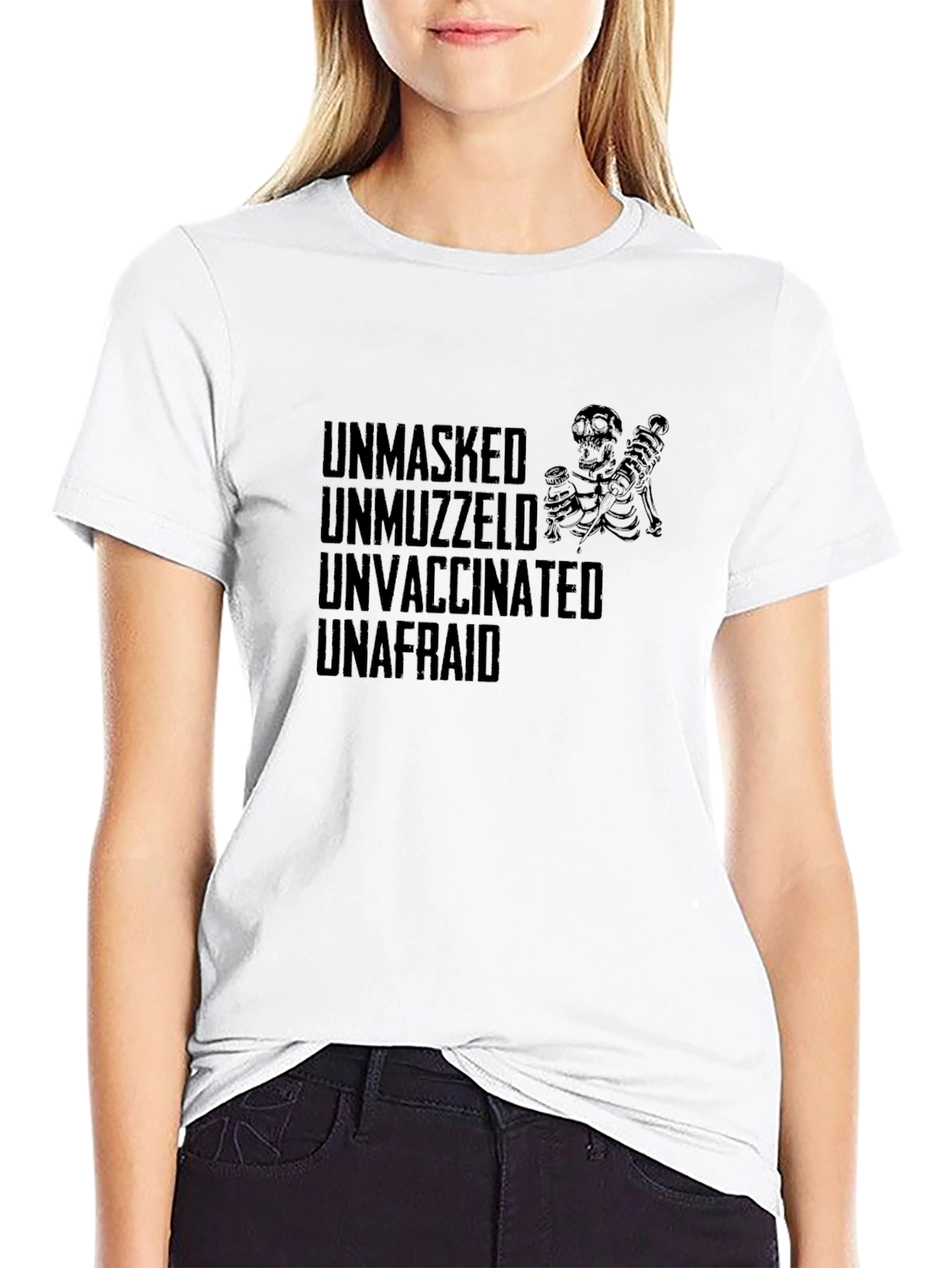 Black Unmasked Unmuzzled Unvaccinated Unafraid T-Shirt view 9