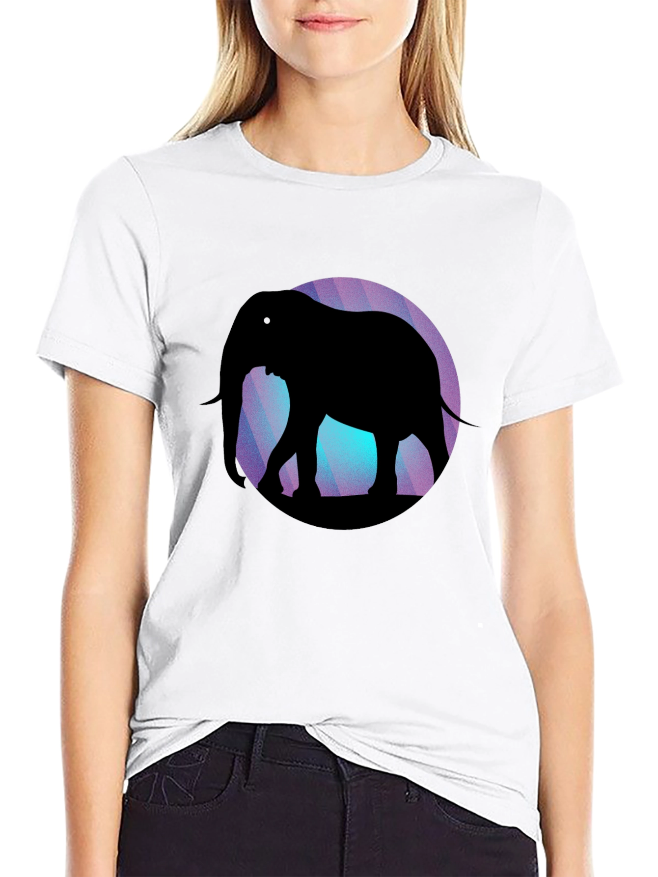 Black Elephant Silhouette Graphic Tee - Black view 9