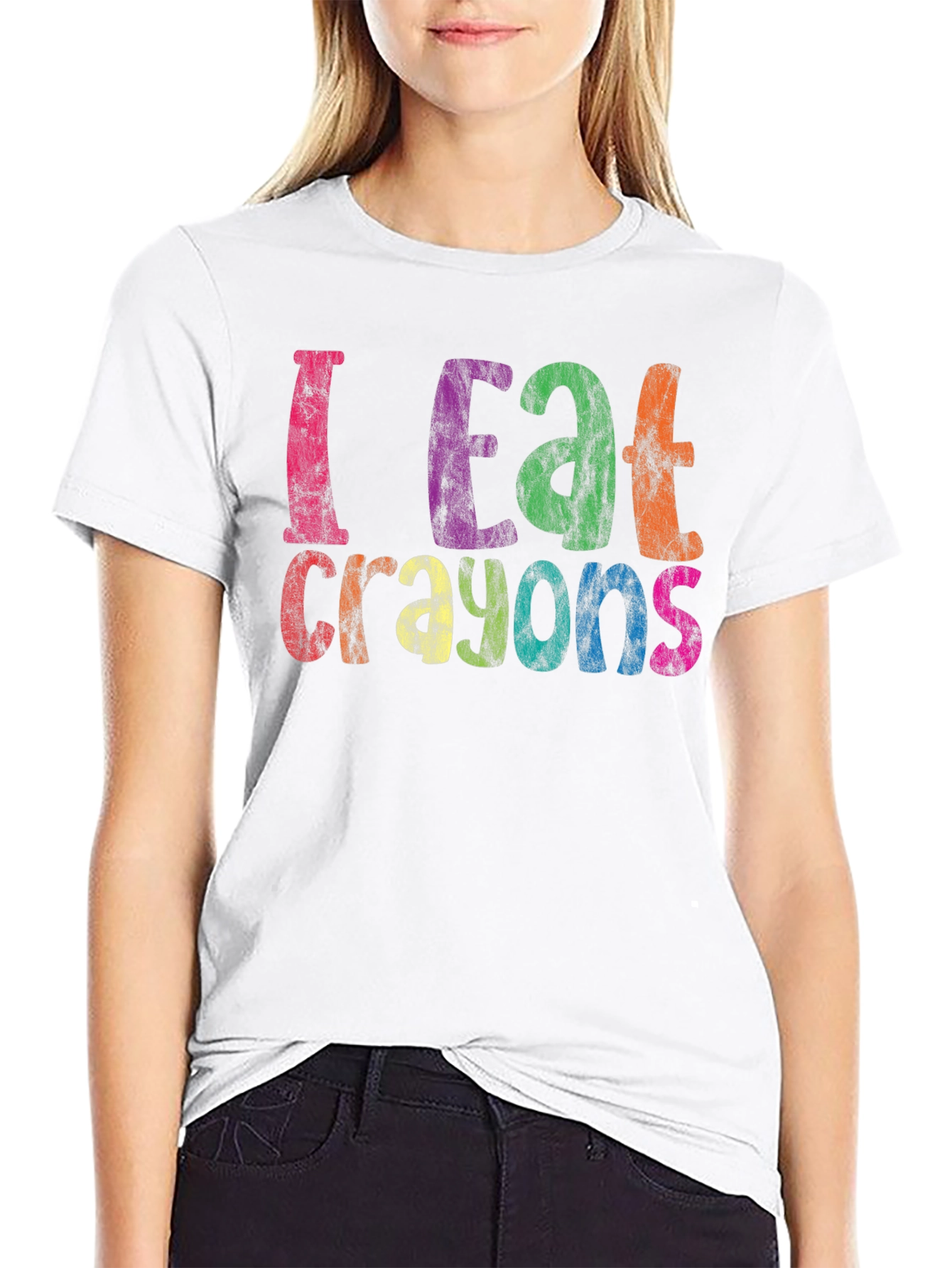 Black I Eat Crayons Funny Graphic Tee view 9