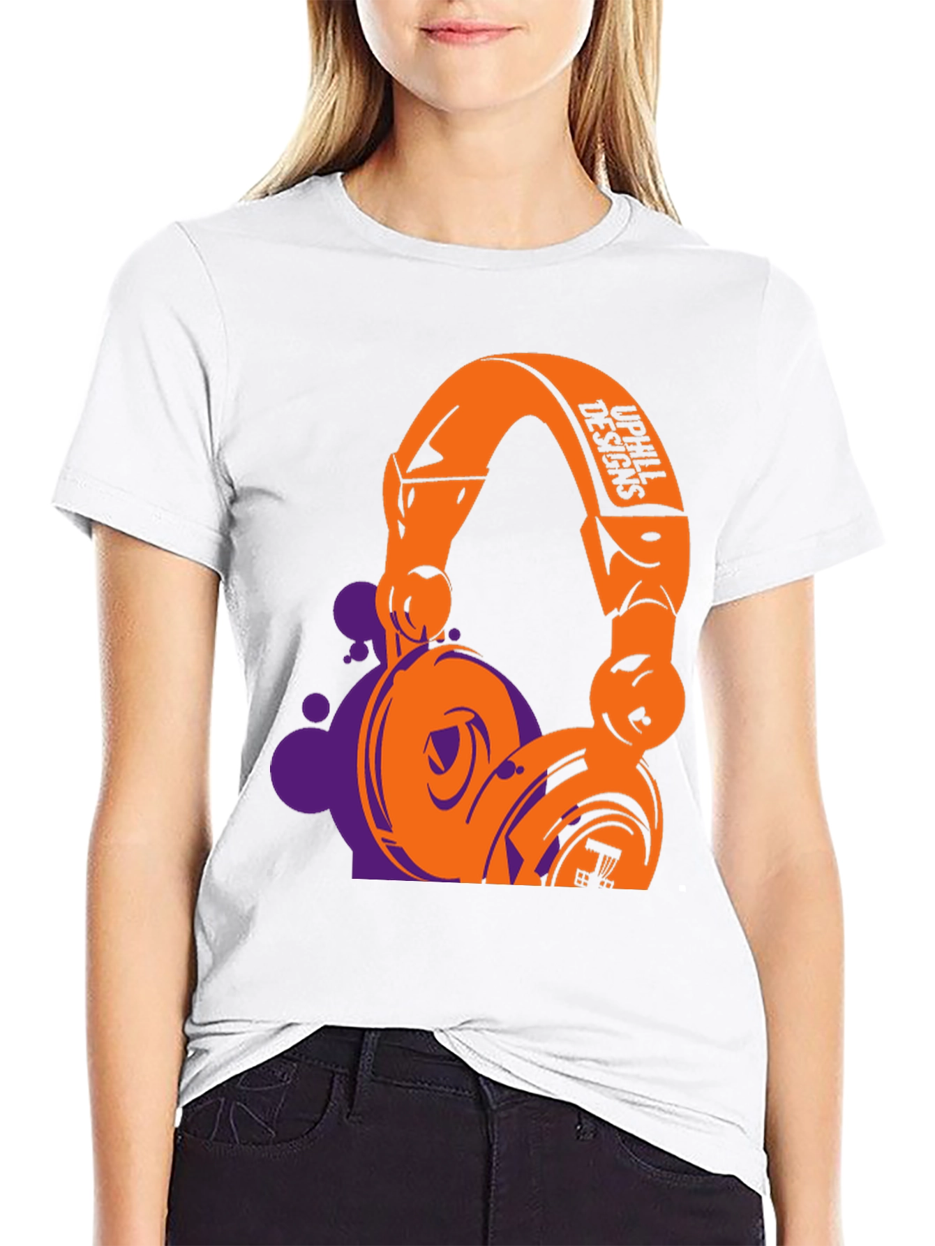 Black Stylish Graphic T-Shirt with Headphone Design view 9