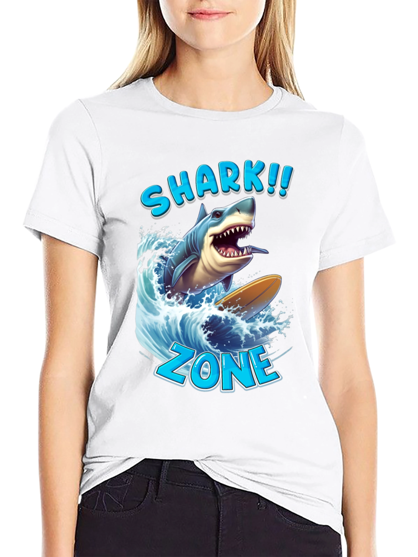 Shark Zone Graphic Tee - Surfing Shark Design - 9