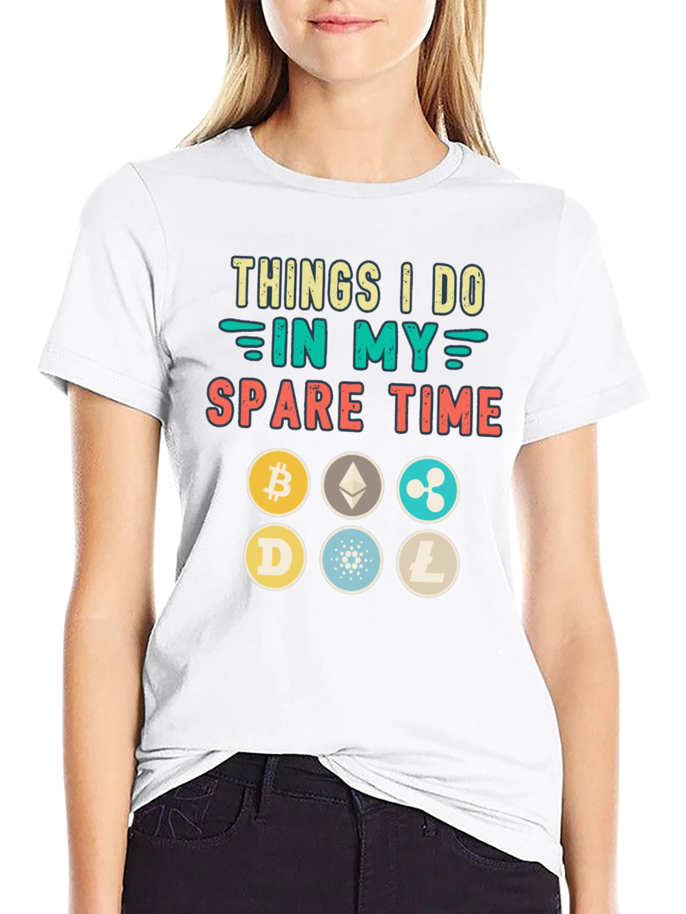 Black Crypto Spare Time T-Shirt - Bitcoin, Ethereum, Dogecoin view 9
