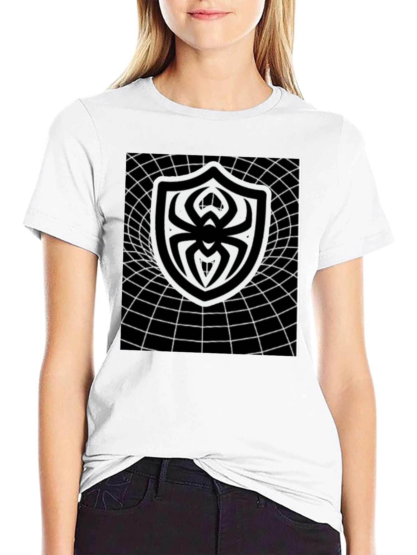 Black Spider Shield Black T-Shirt view 9