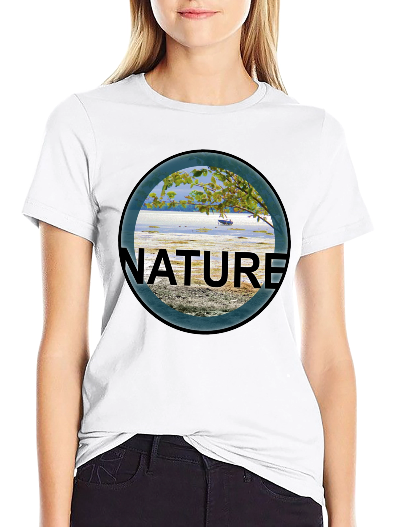 Black Nature Scene Graphic Black T-Shirt view 9