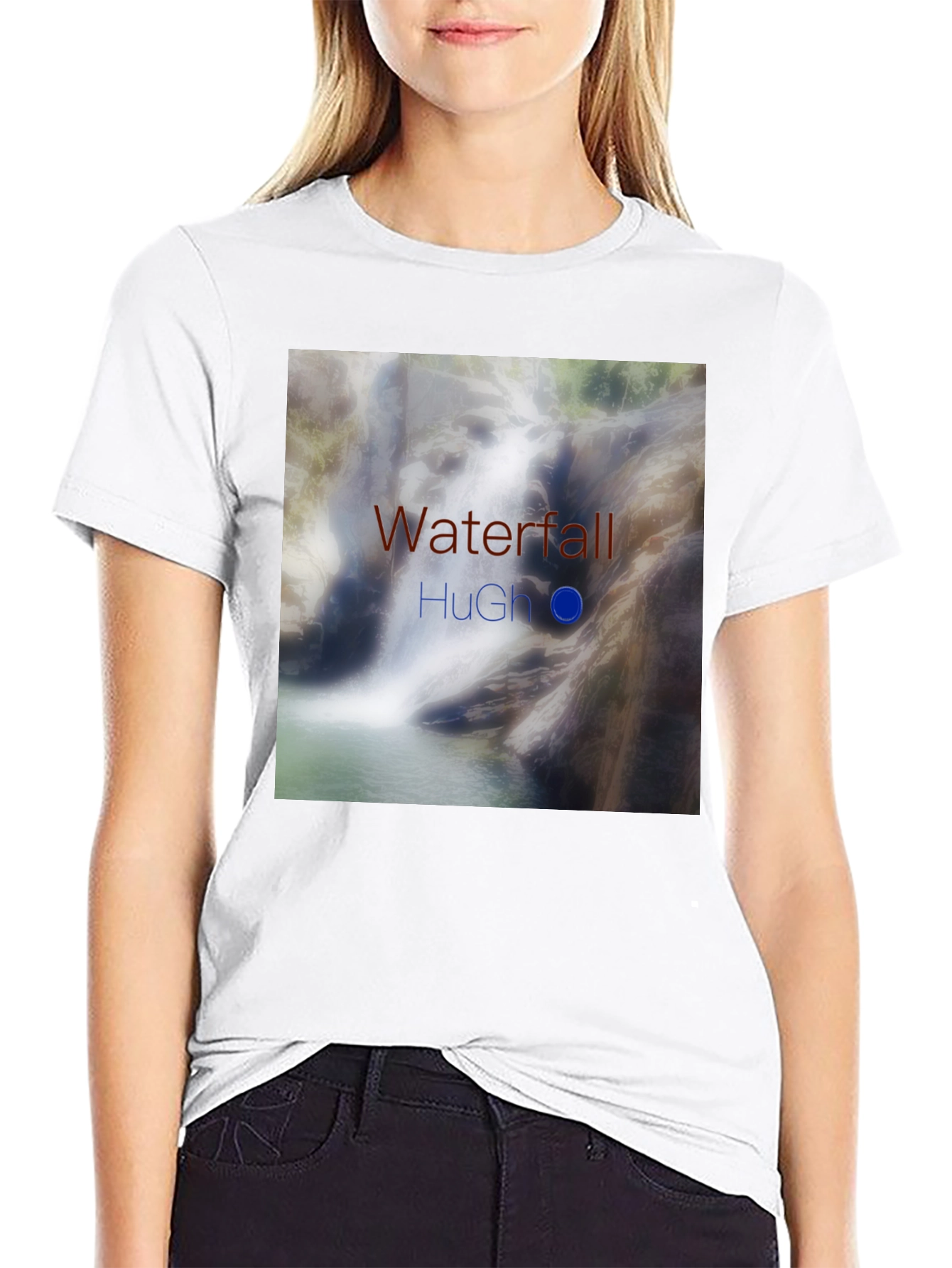 Black Waterfall Graphic Tee - Nature Inspired Design view 9