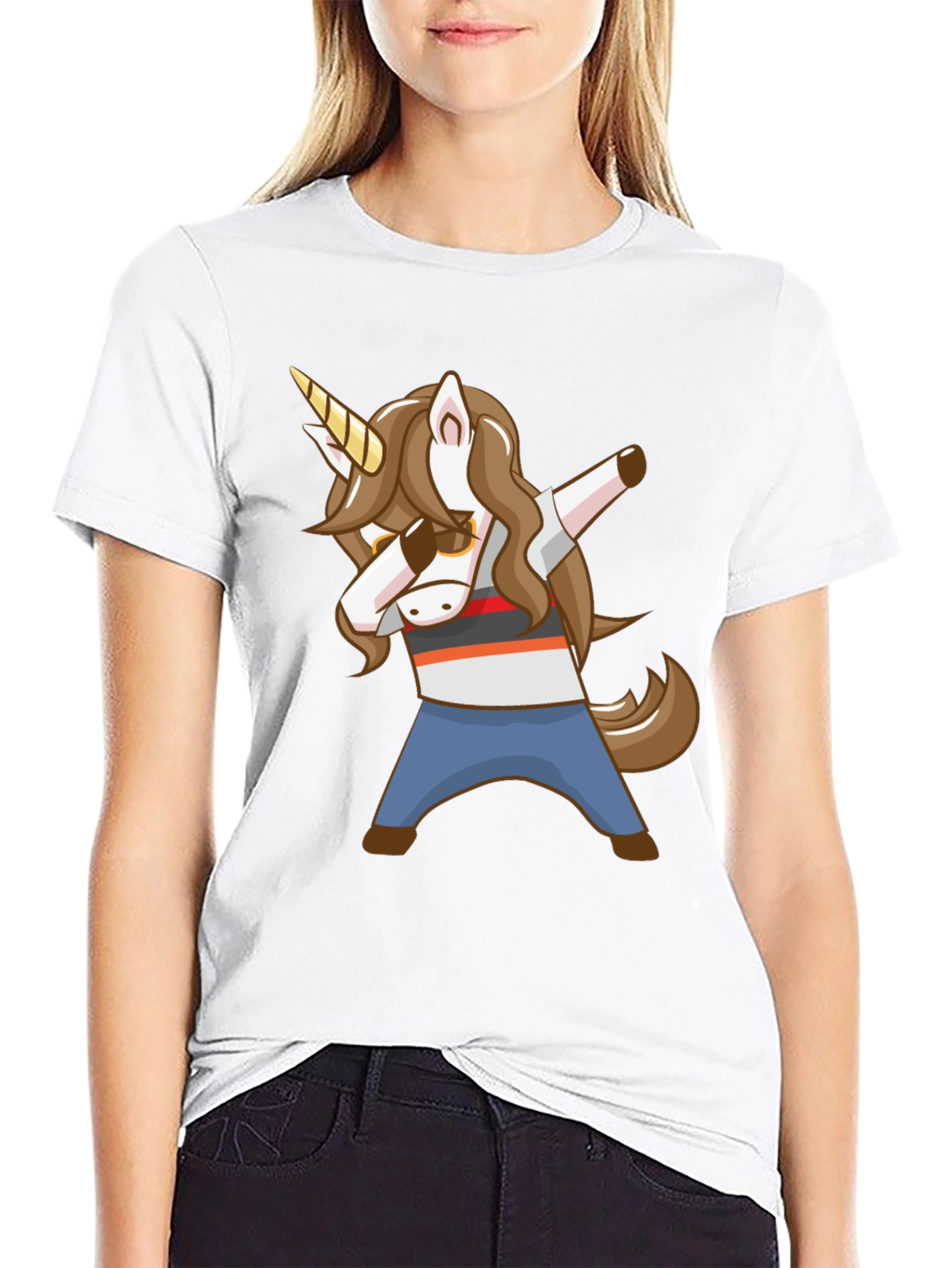 Black Dabbing Unicorn Graphic T-Shirt view 9
