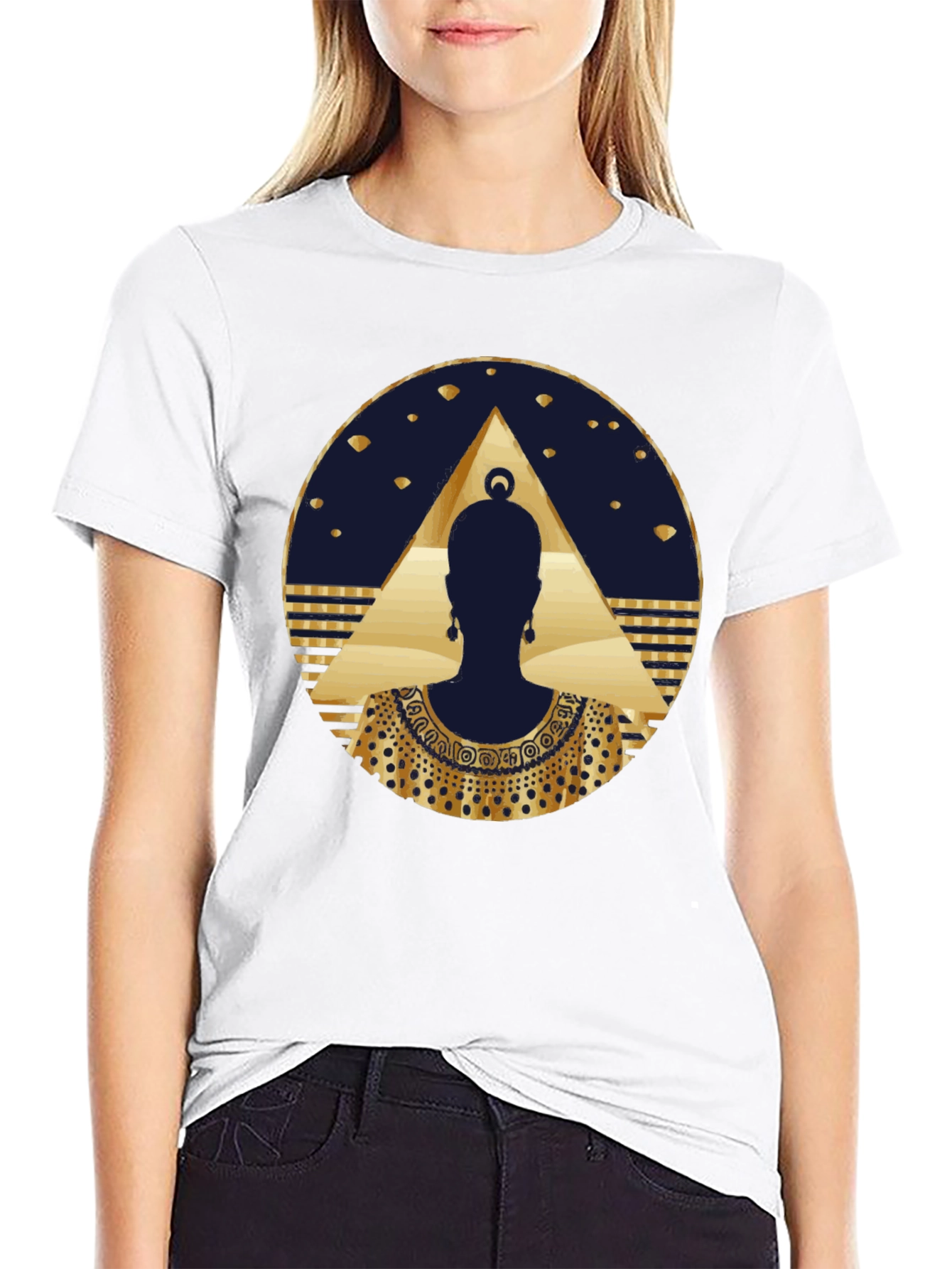 Black Egyptian Queen Graphic Tee - Black Cotton Blend view 9