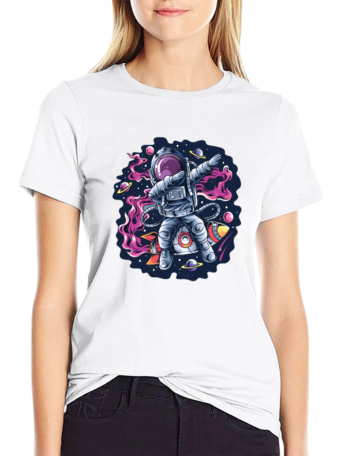 Black Astronaut Dab T-Shirt - Galaxy Space Design view 9