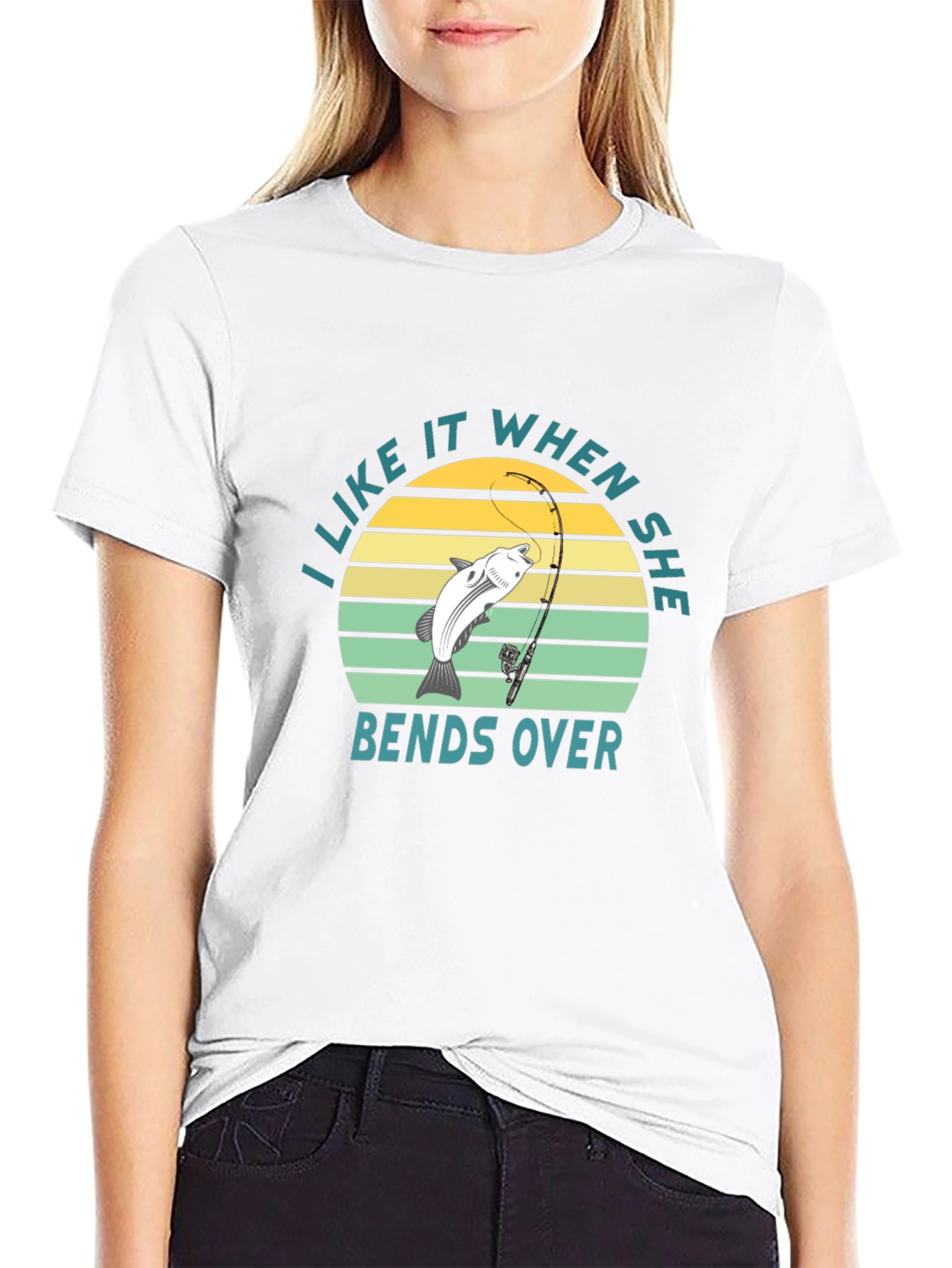Black Fishing Humor T-Shirt - I Like It When She Bends Over view 9