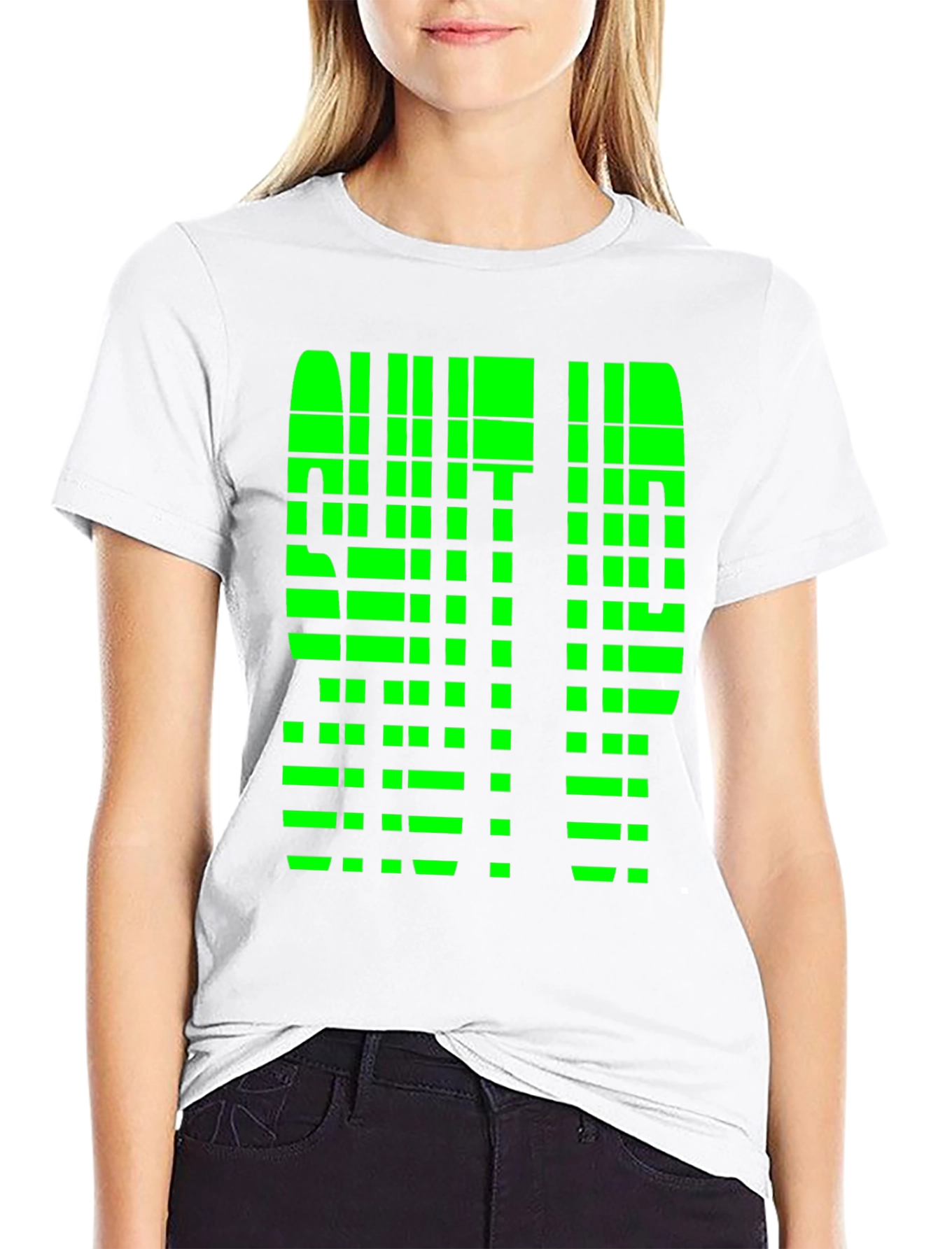 Black Geometric Pixelated Graphic Tee - Shut Up view 9