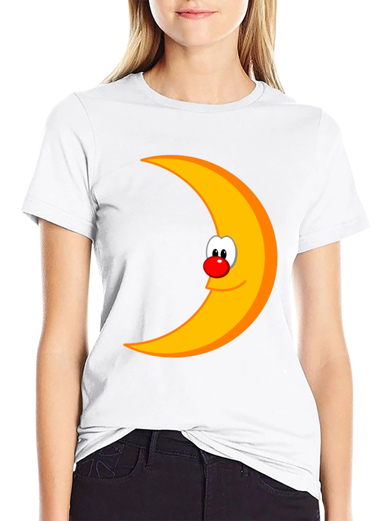 Black Funny Moon Face Graphic Black T-Shirt view 9