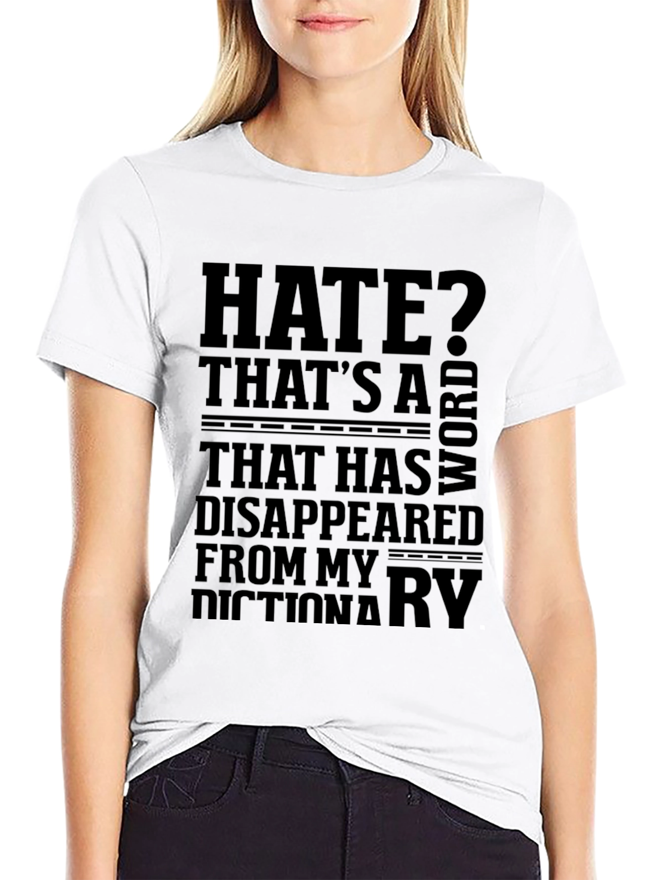 Black Humorous Graphic Tee: 'Hate? That's a Word...' view 9