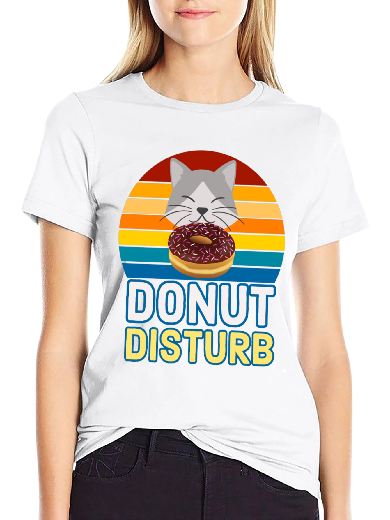 Black Donut Disturb Cat T-Shirt view 9
