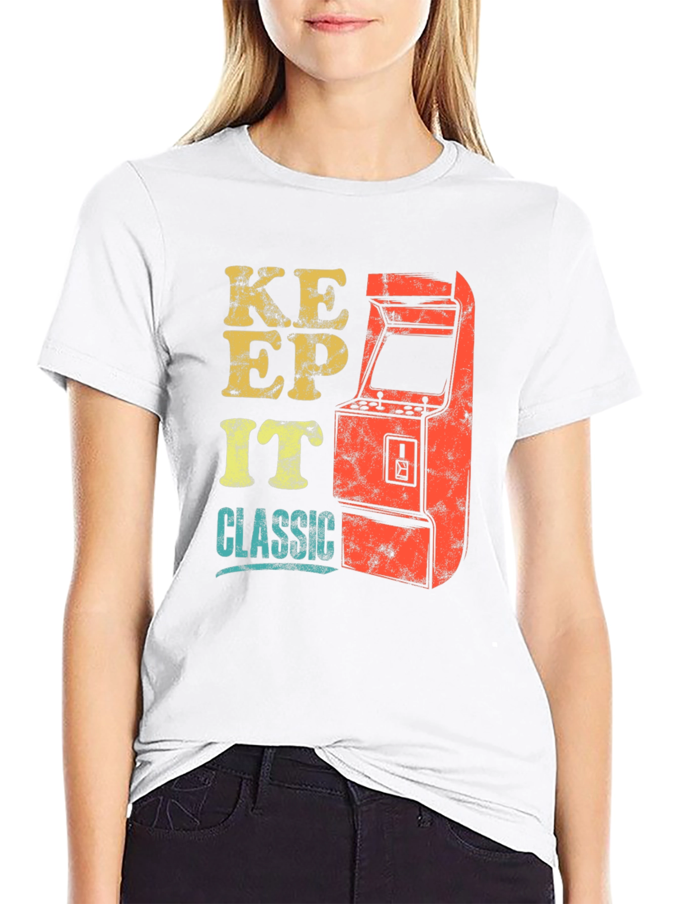 Black Keep It Classic Retro Arcade Gamer T-Shirt view 9