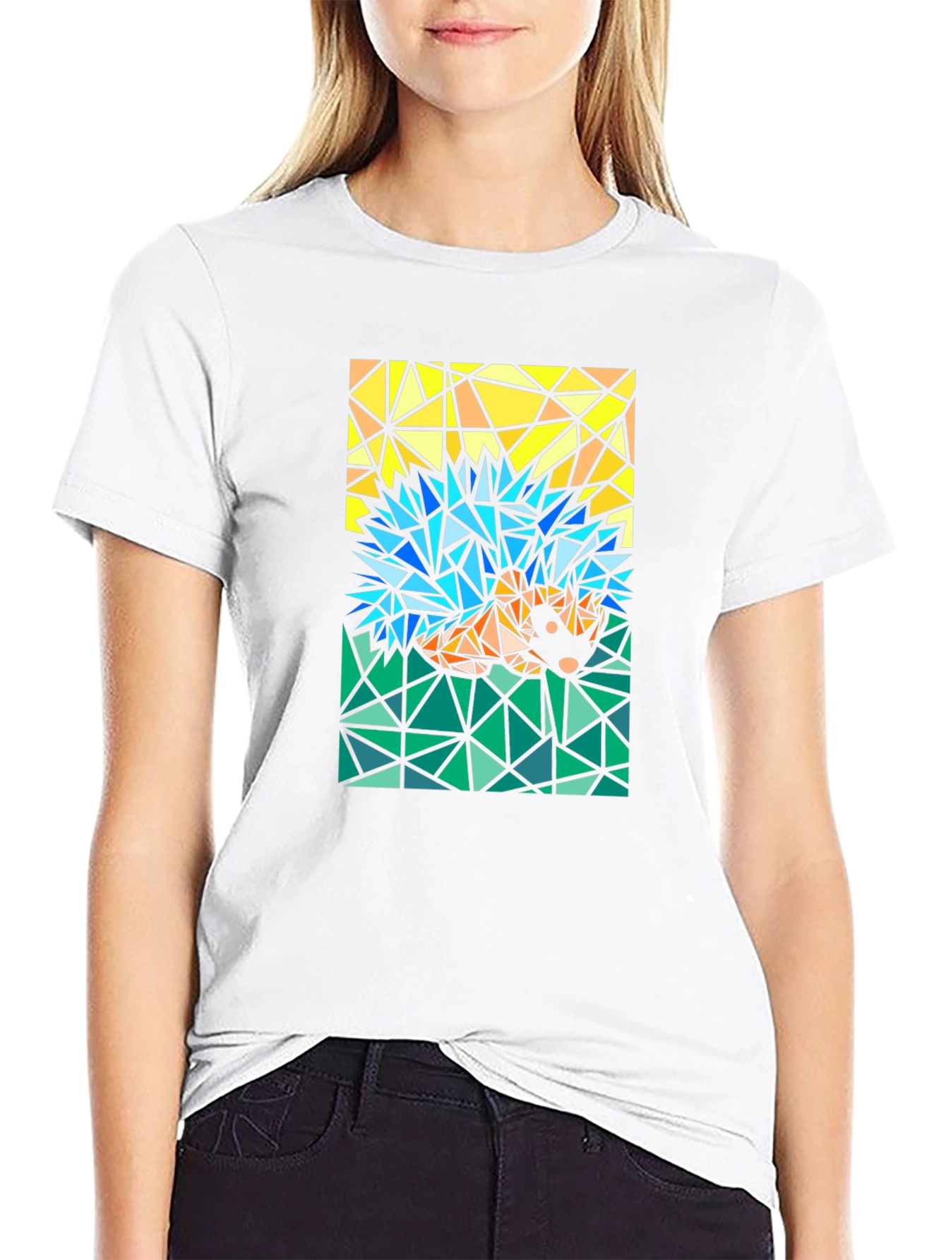 Black Abstract Hedgehog T-Shirt - Geometric Style view 9