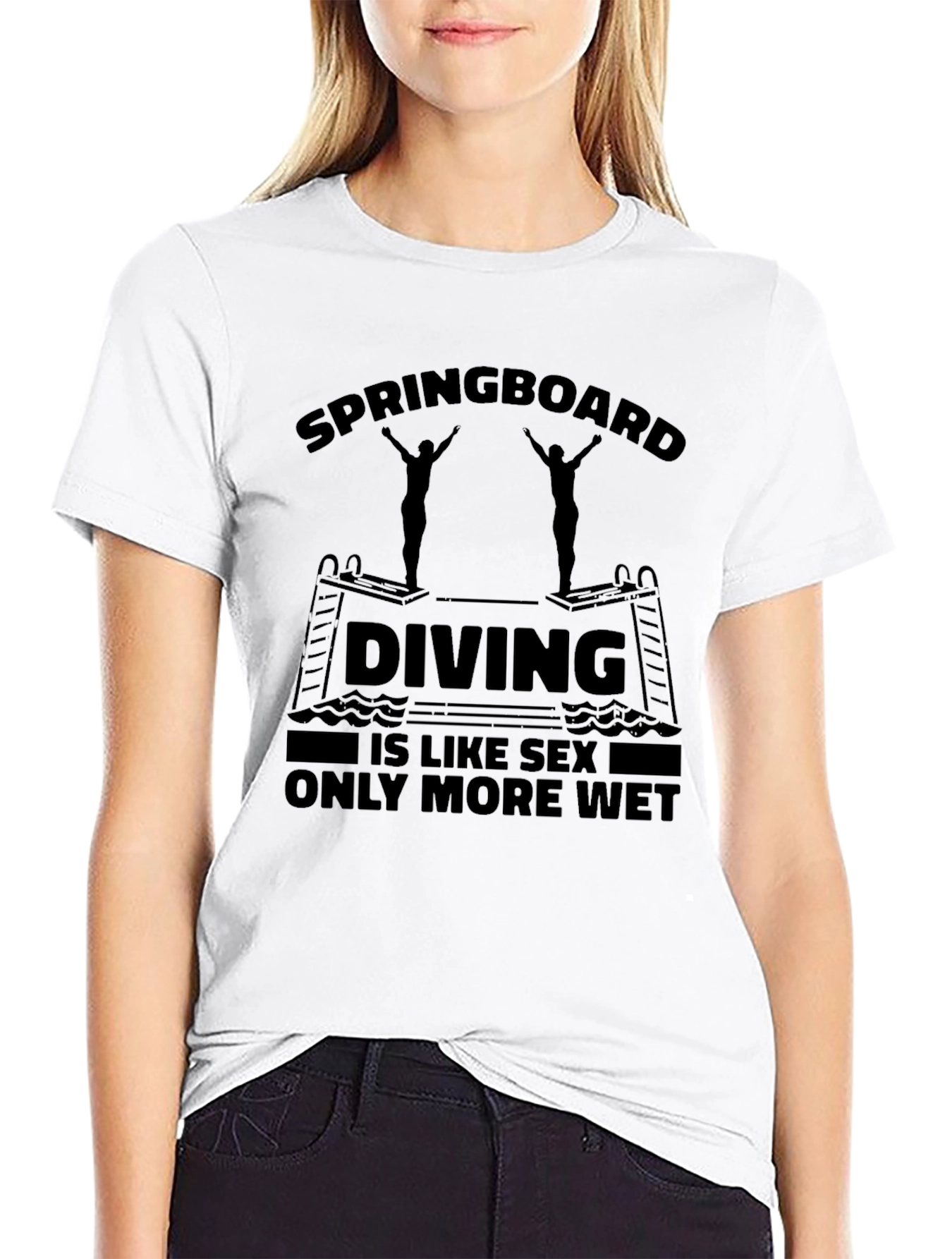 Black Springboard Diving Humor T-Shirt - Only More Wet! view 9