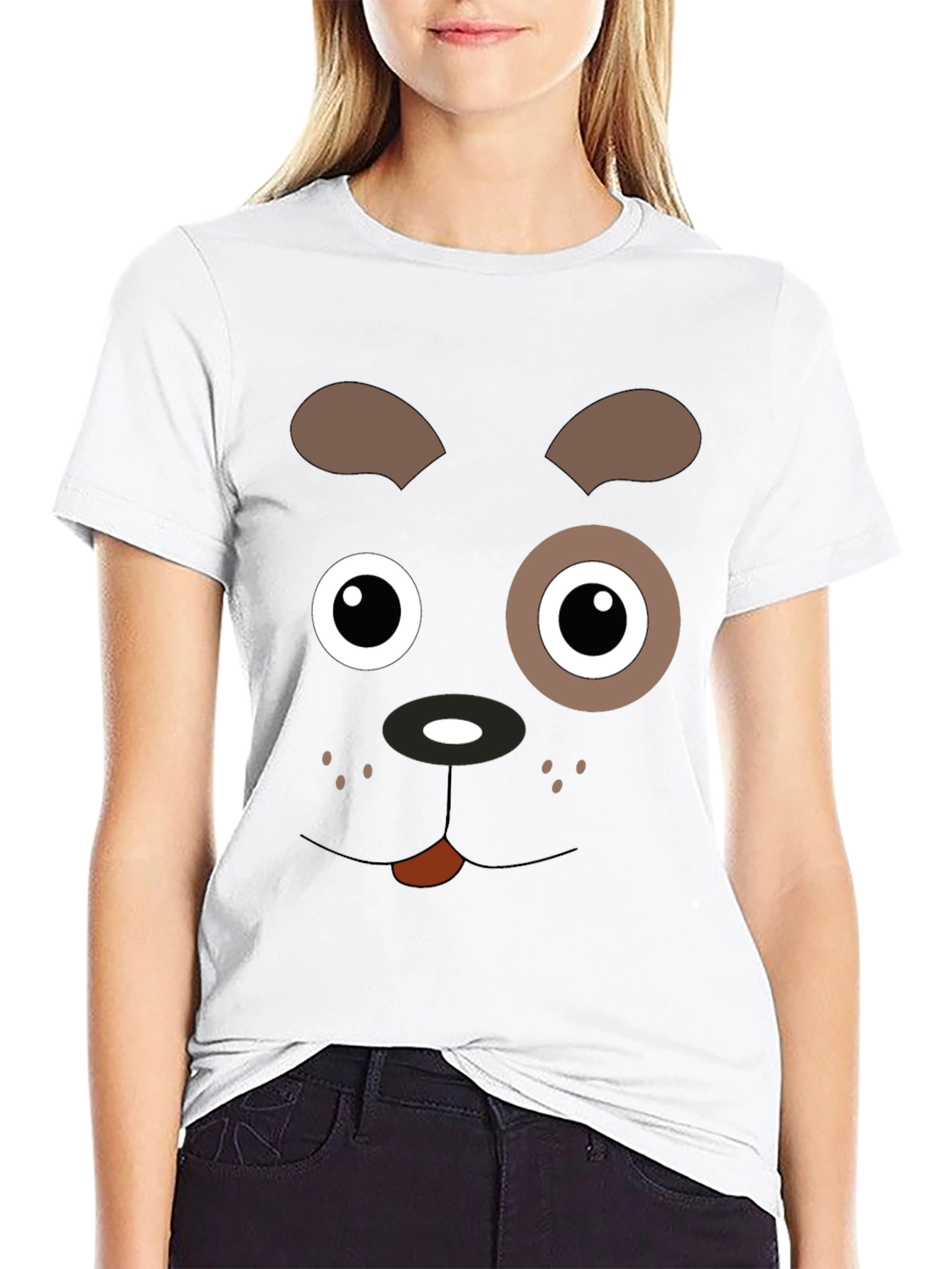 Black Dog Face Graphic Black T-Shirt view 9