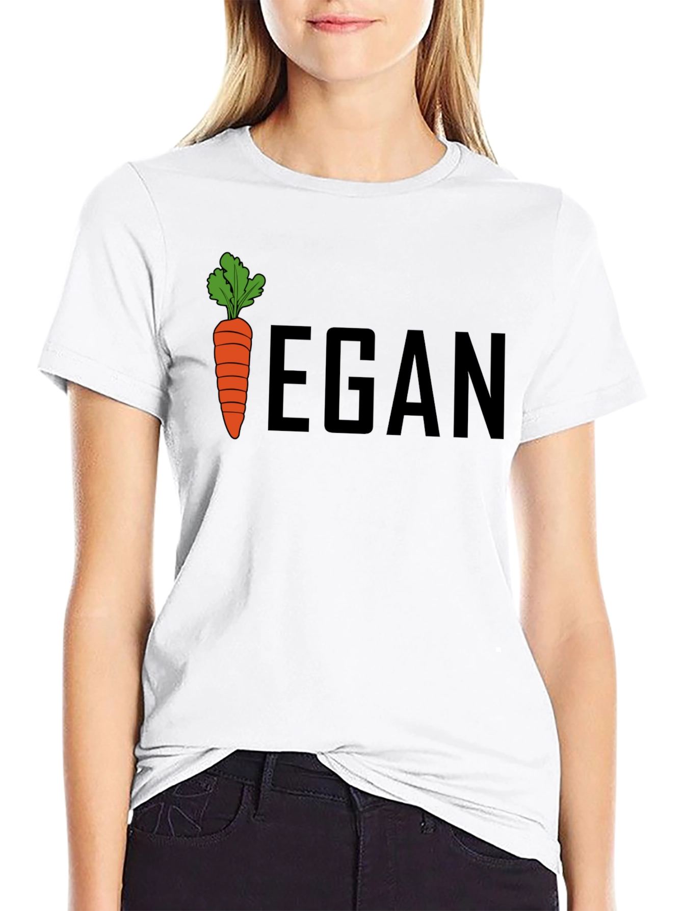 Black Vegan Carrot Graphic Tee - Unisex Black T-Shirt view 9